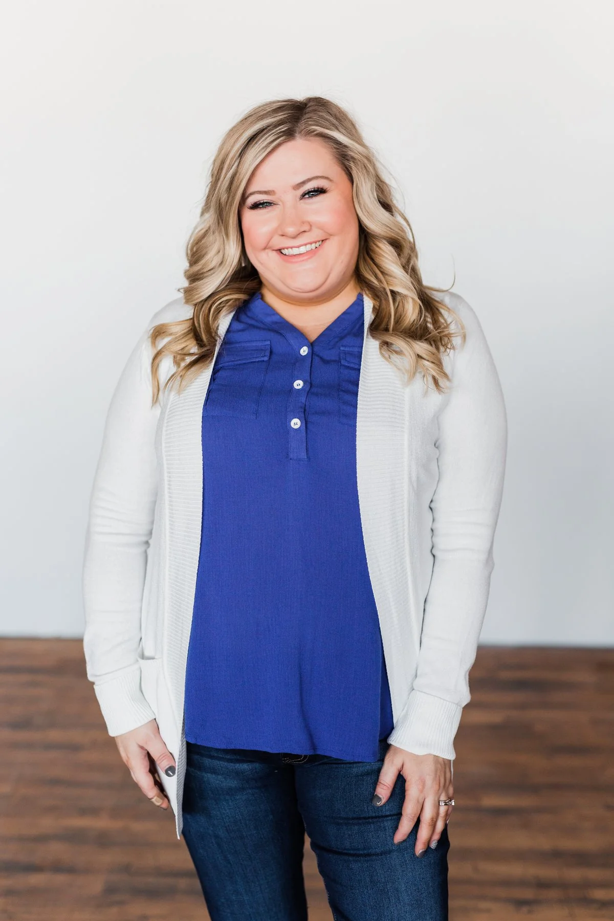 I Love Everything 3 Button Top- Royal Blue - Image 3