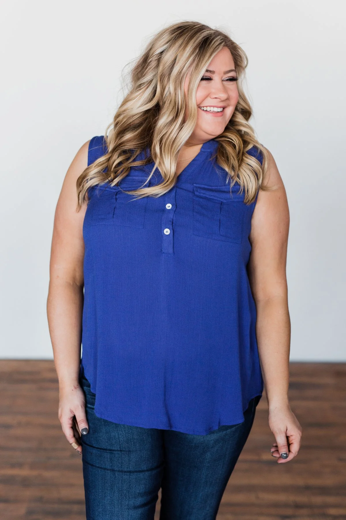 I Love Everything 3 Button Top- Royal Blue - Image 5