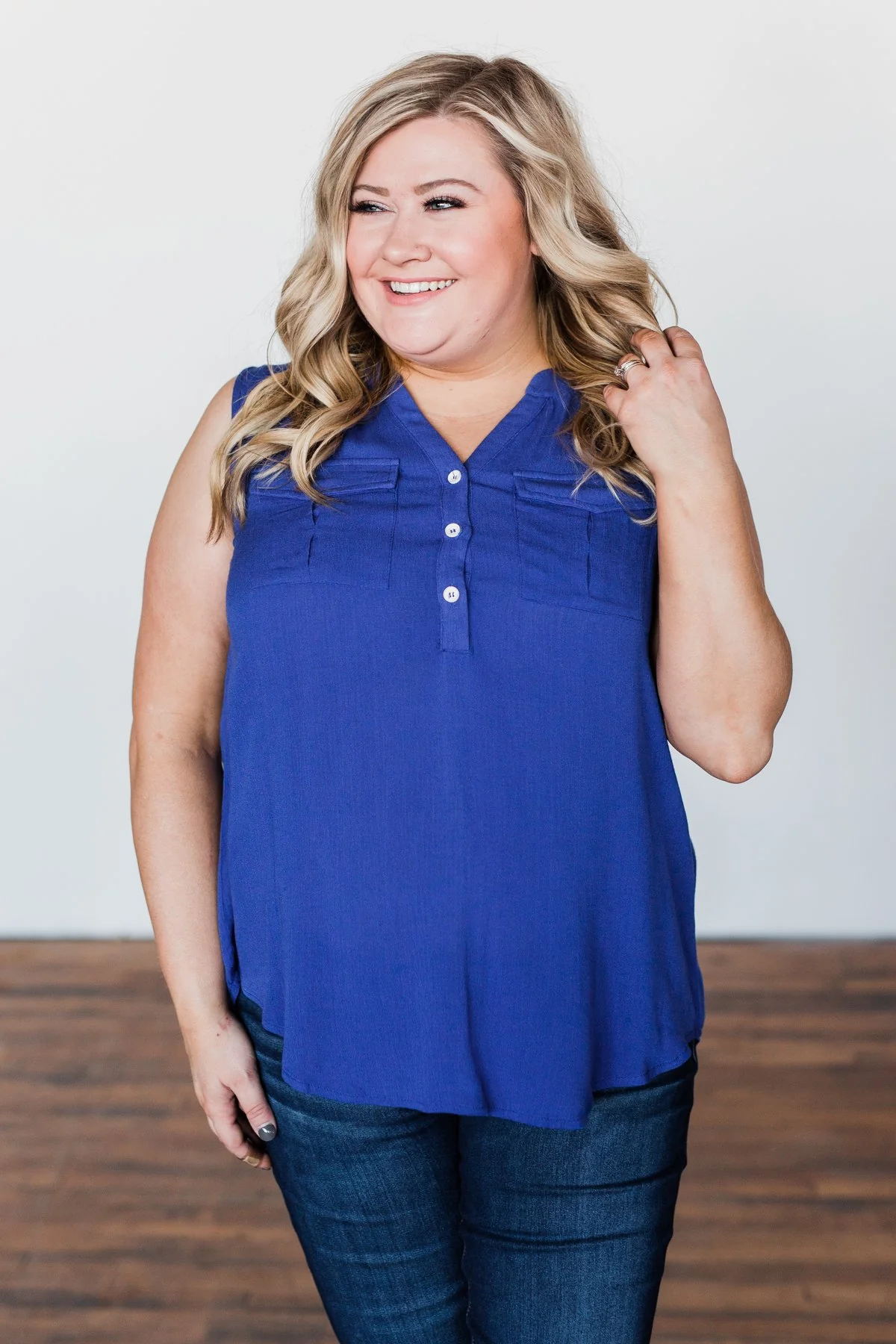 I Love Everything 3 Button Top- Royal Blue - Image 7