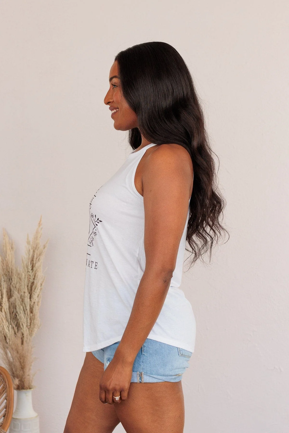 "I Put The Pro In Procrastinate" Graphic Tank Top- White - Image 11
