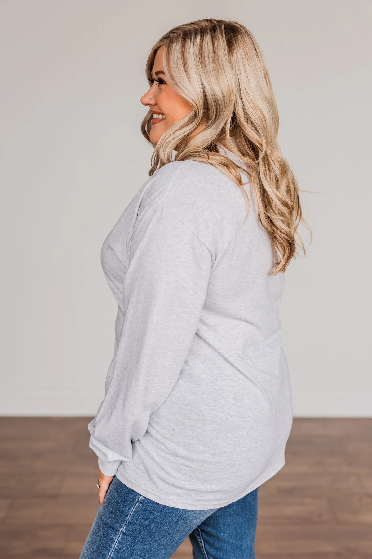 "I Run On Coffee & Christmas Cheer" Graphic Top- Grey - Image 10