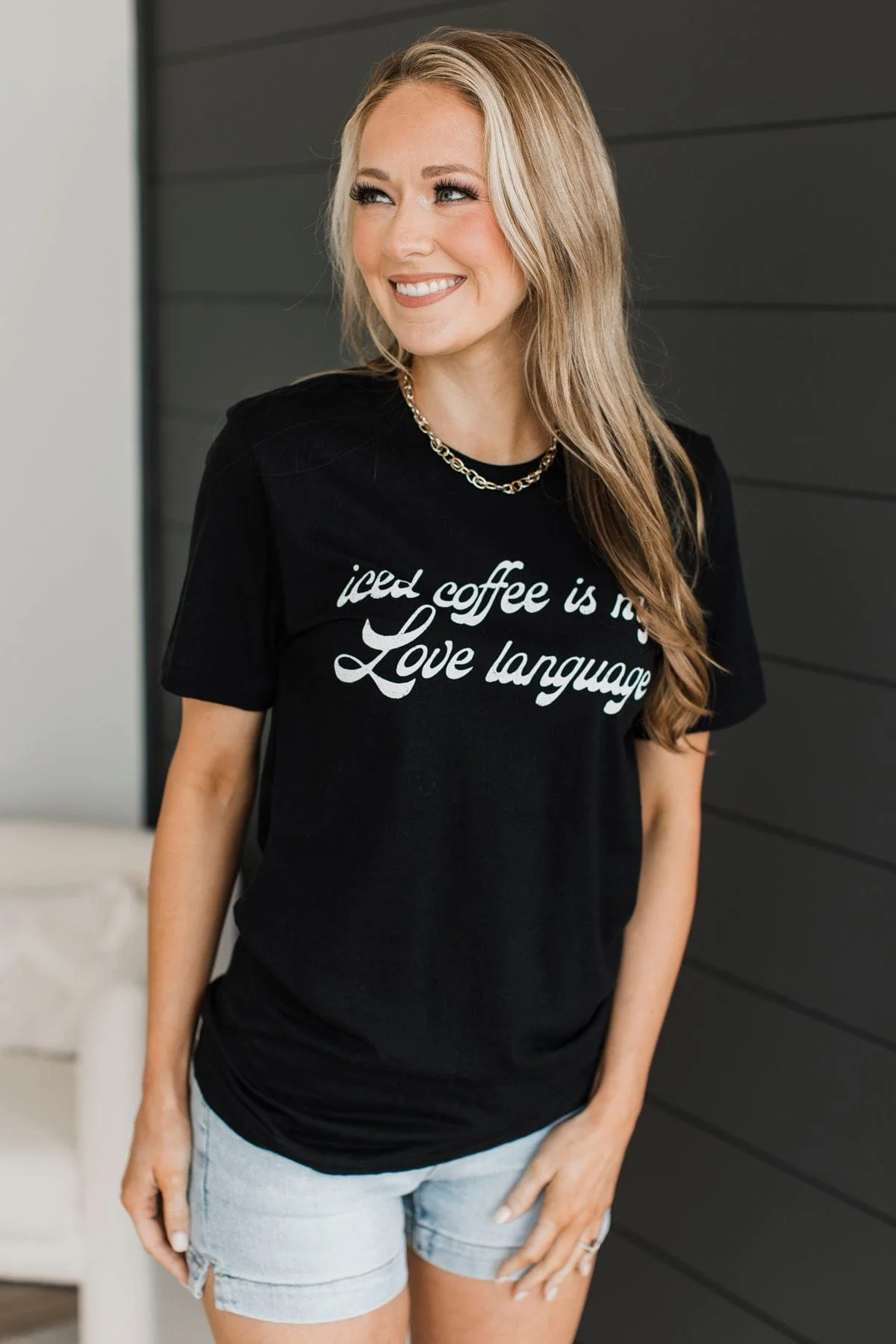 "Iced Coffee Is My Love Language" Graphic Tee- Black - Image 4
