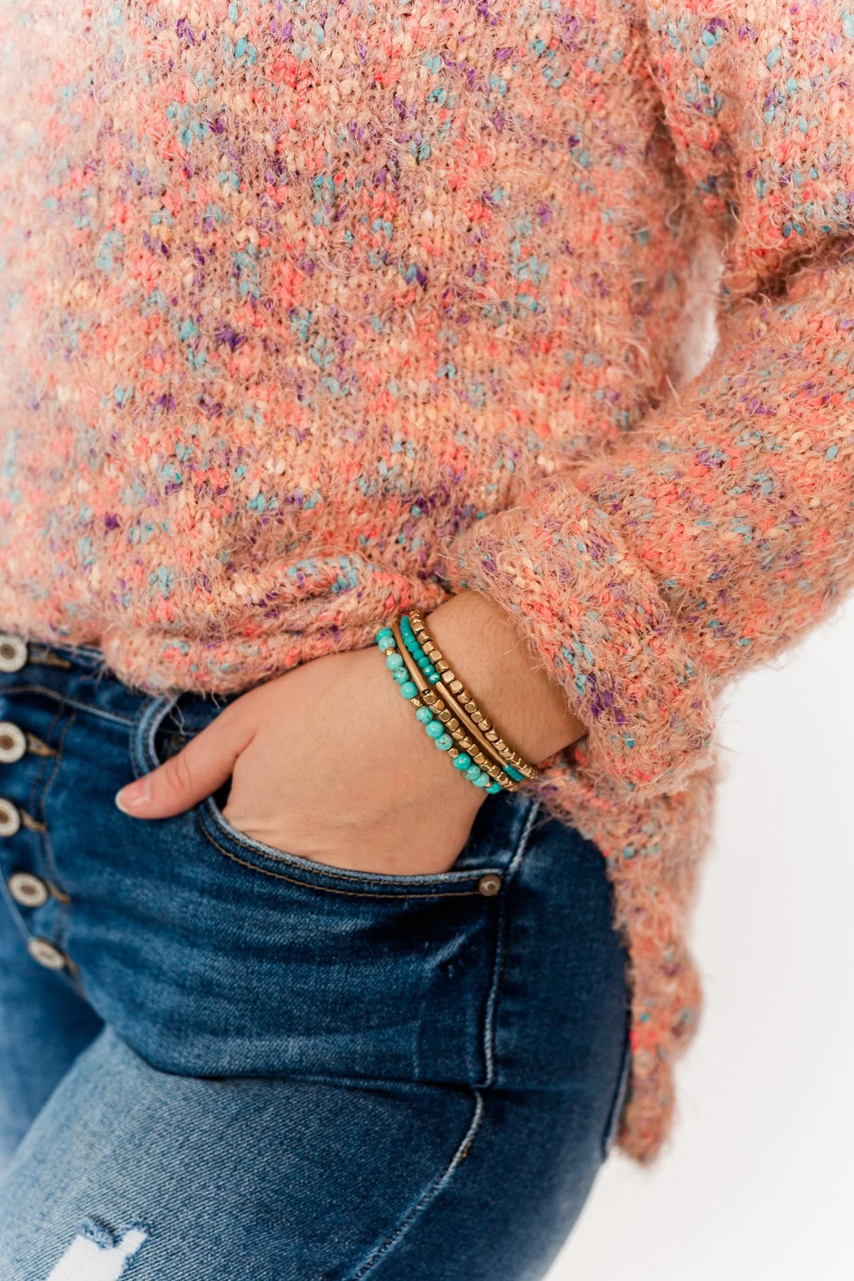 Ideal Beaded Bracelet Set- Turquoise & Gold