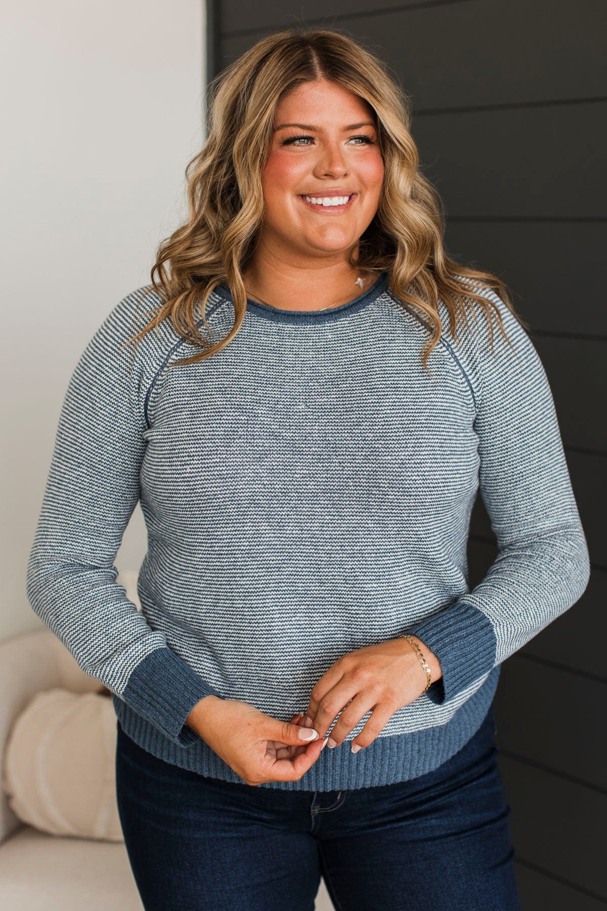 Idyllic Moments Knit Sweater- Indigo - Image 2