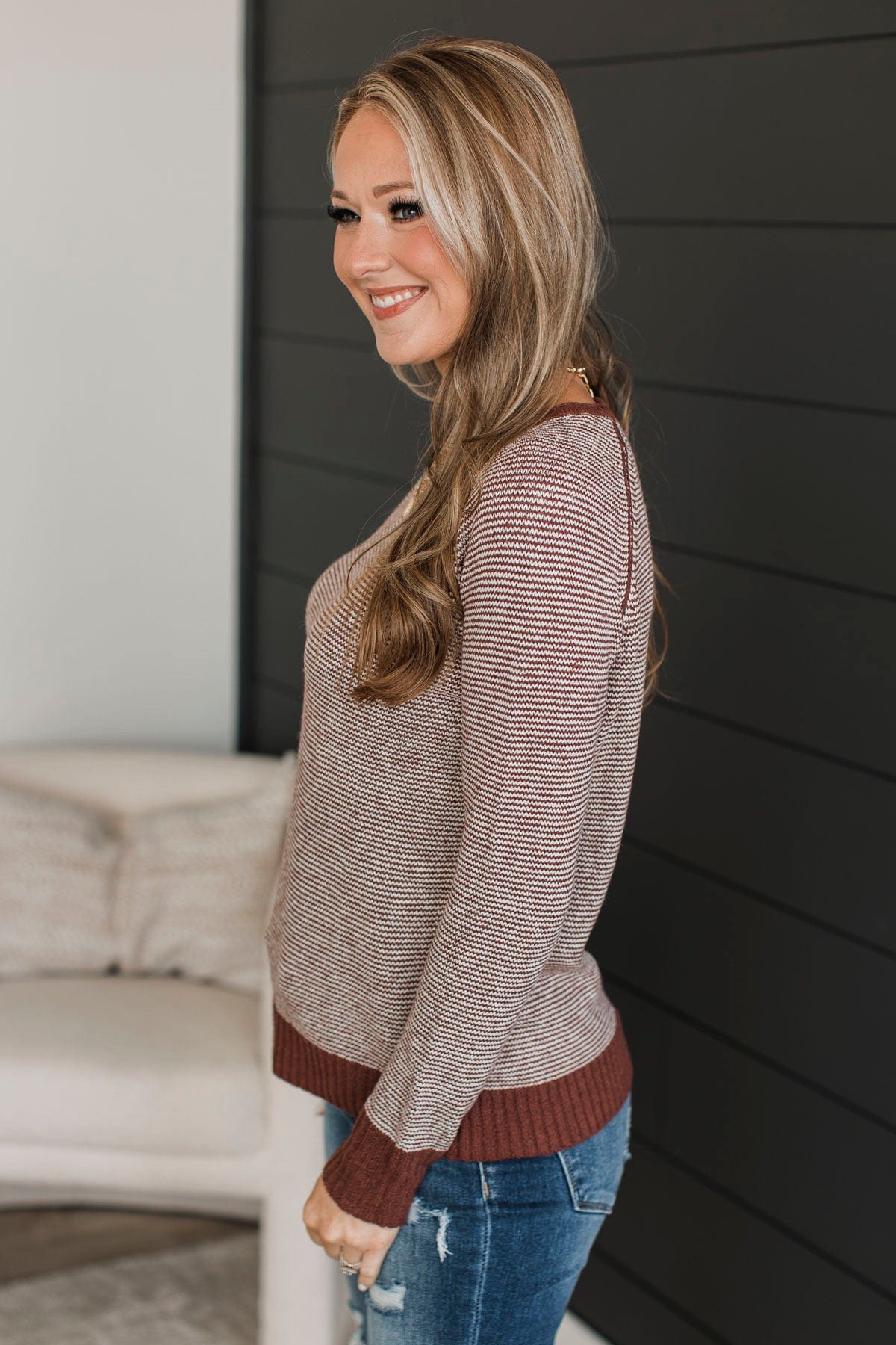 Idyllic Moments Knit Sweater- Red Bean - Image 6