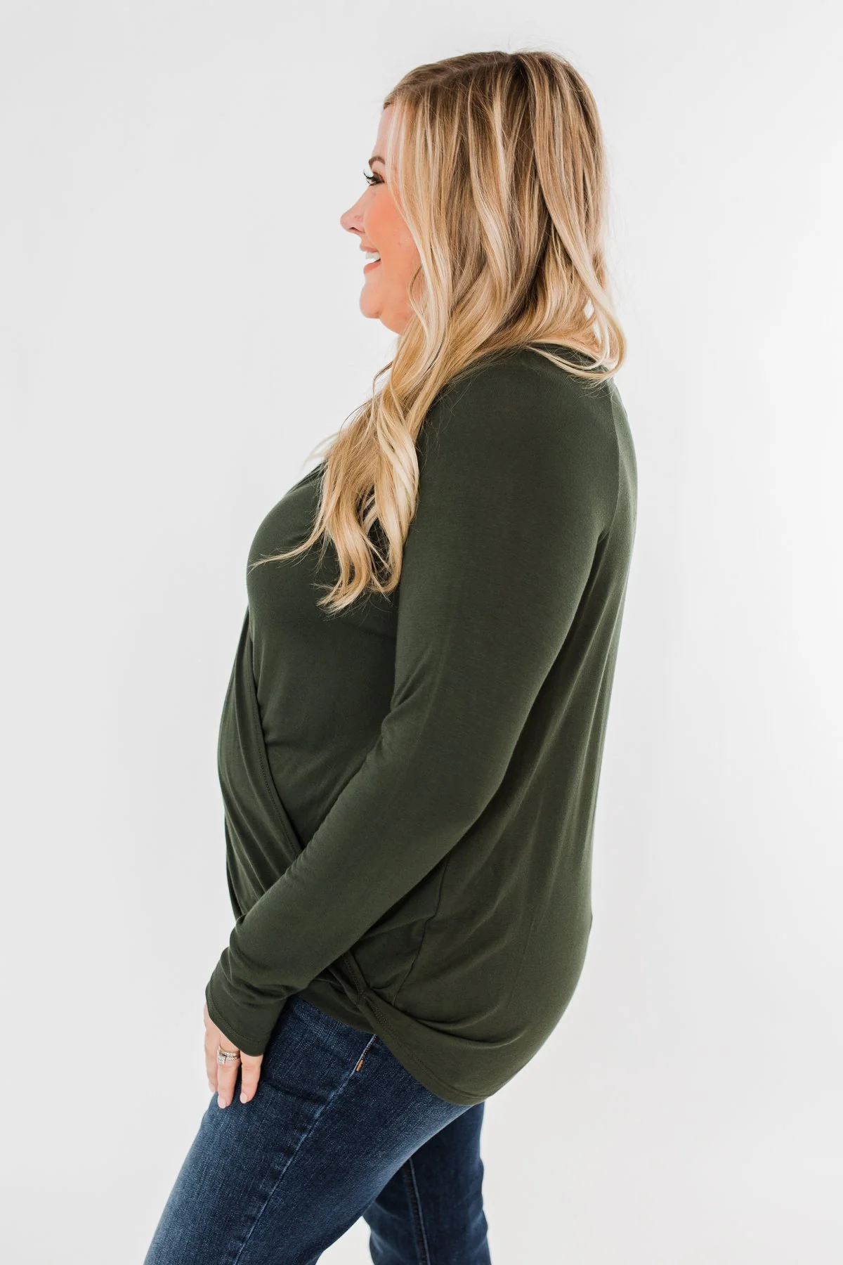 If You Say So V-Neck Wrap Top- Hunter Green - Image 10