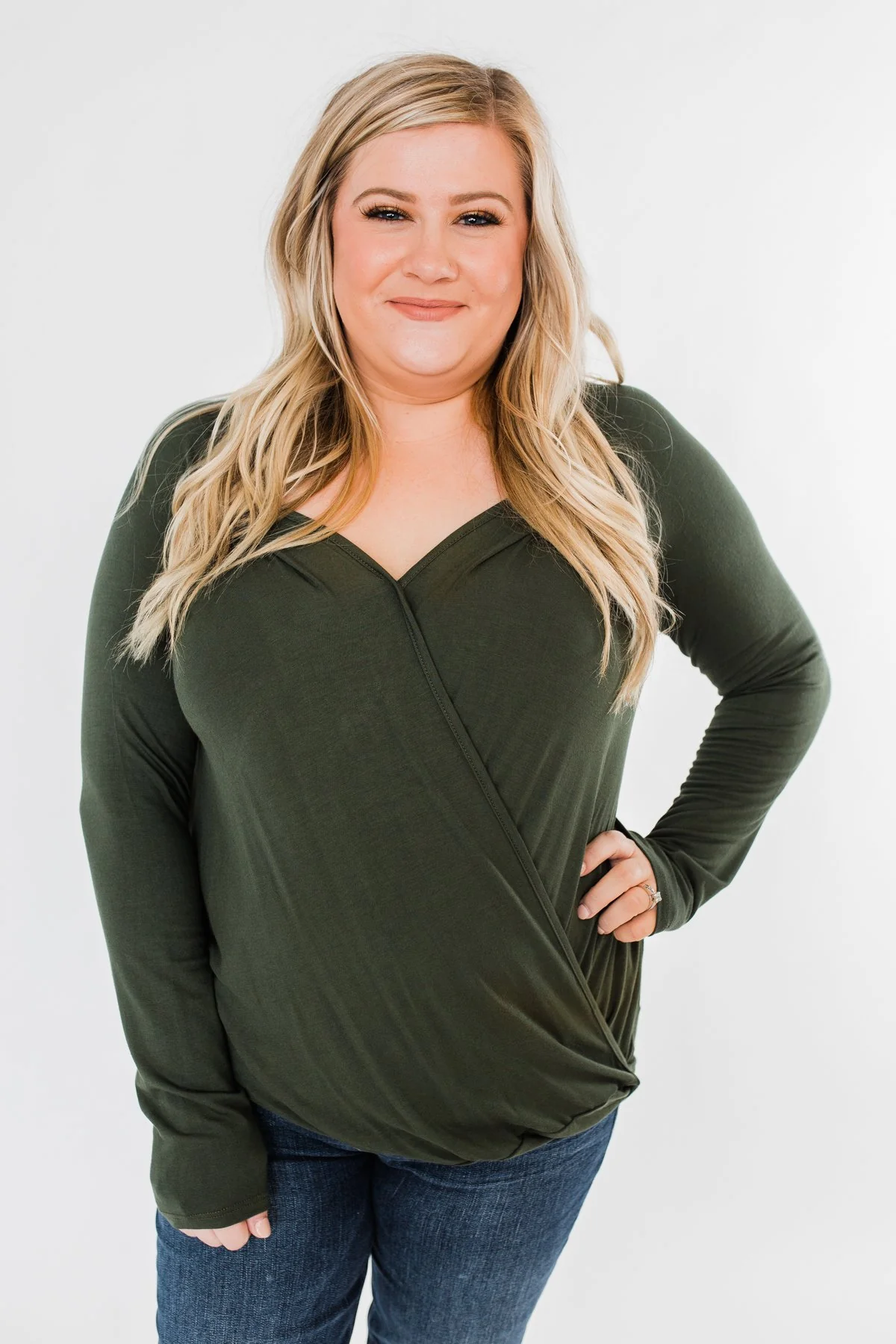 If You Say So V-Neck Wrap Top- Hunter Green - Image 6