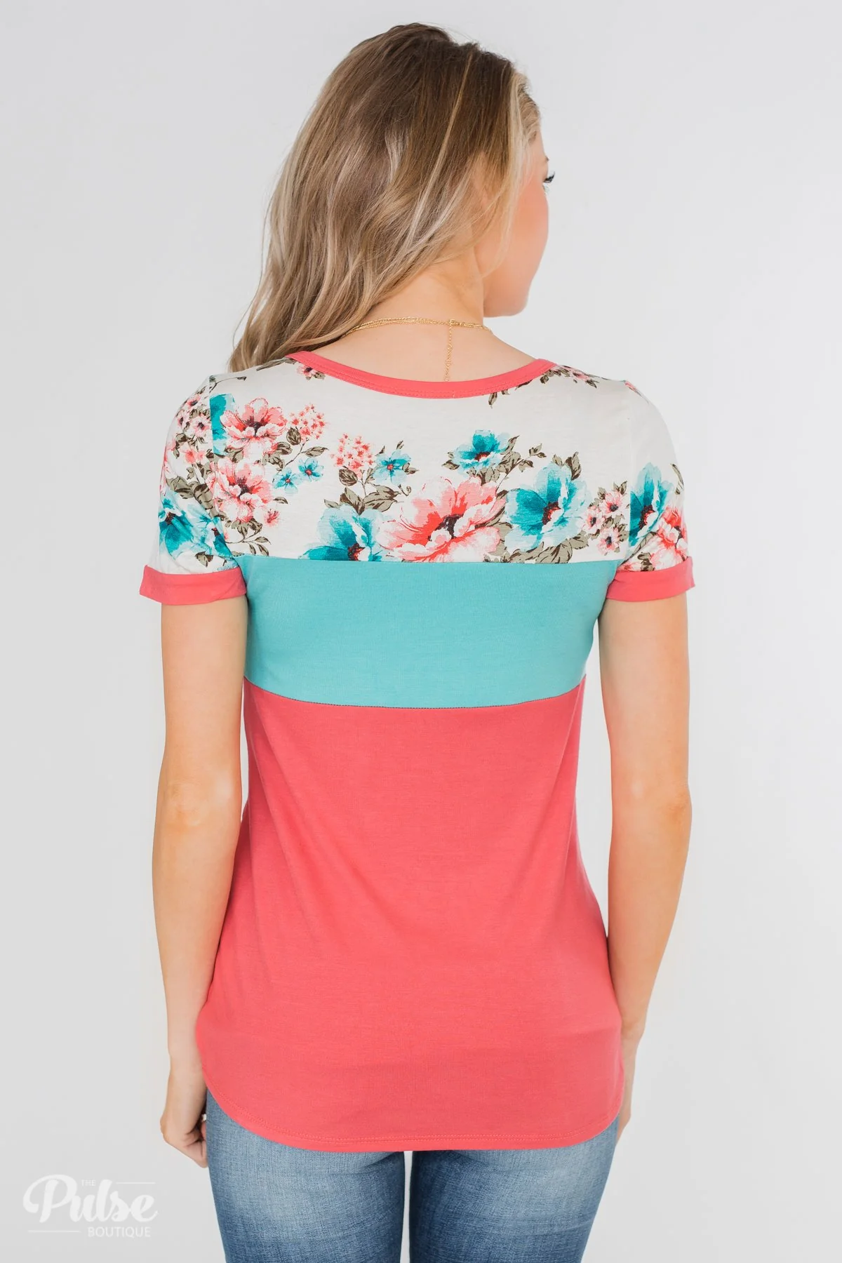 Illuminate The Room Floral Color Block Top- Dark Pink & Ivory - Image 10