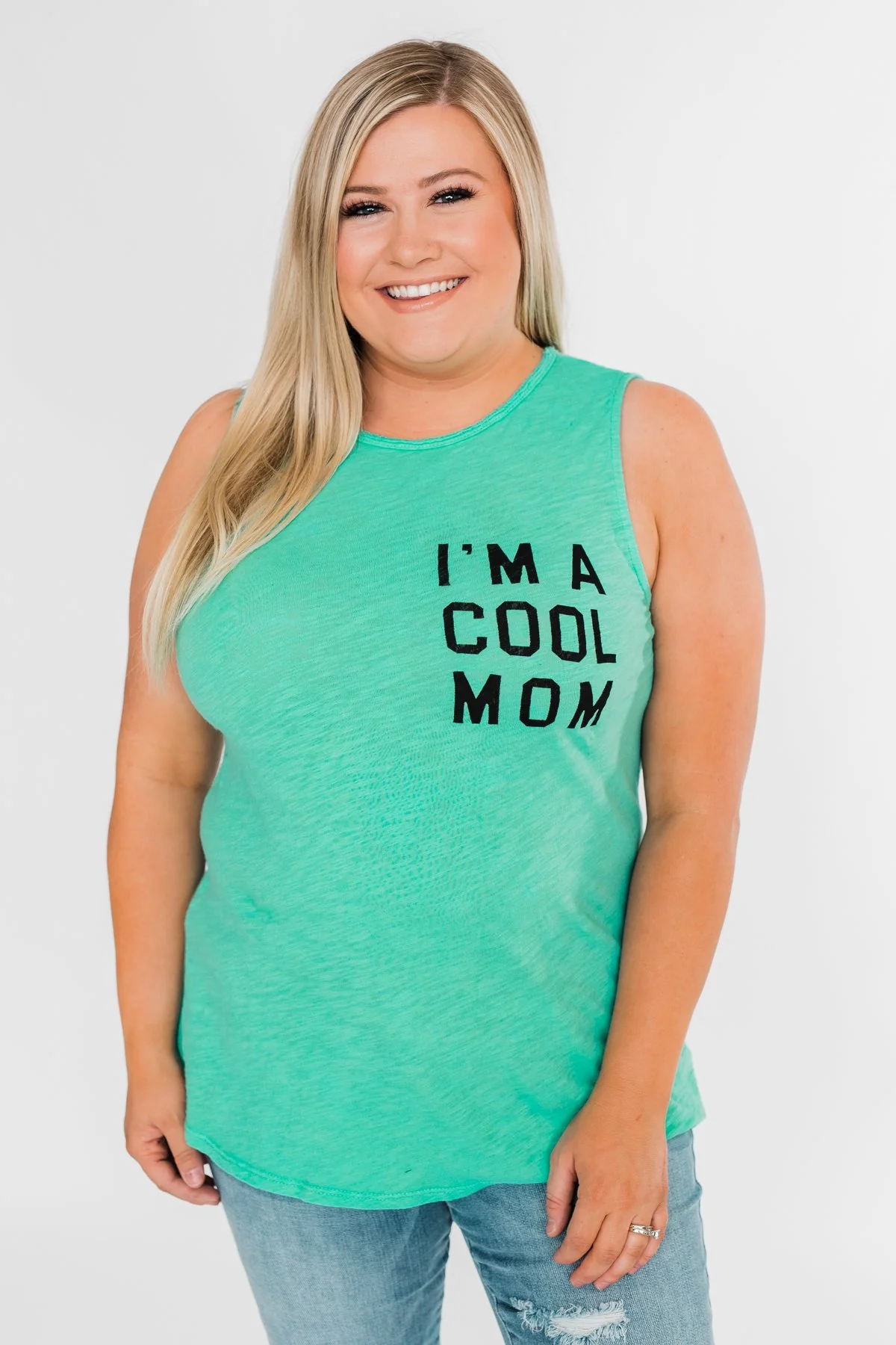 "I'm a Cool Mom" Tank Top- Bright Mint - Image 11