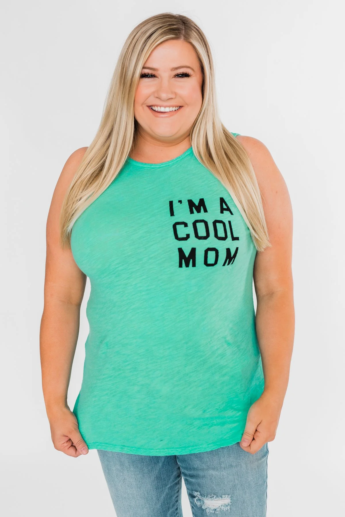 "I'm a Cool Mom" Tank Top- Bright Mint - Image 14