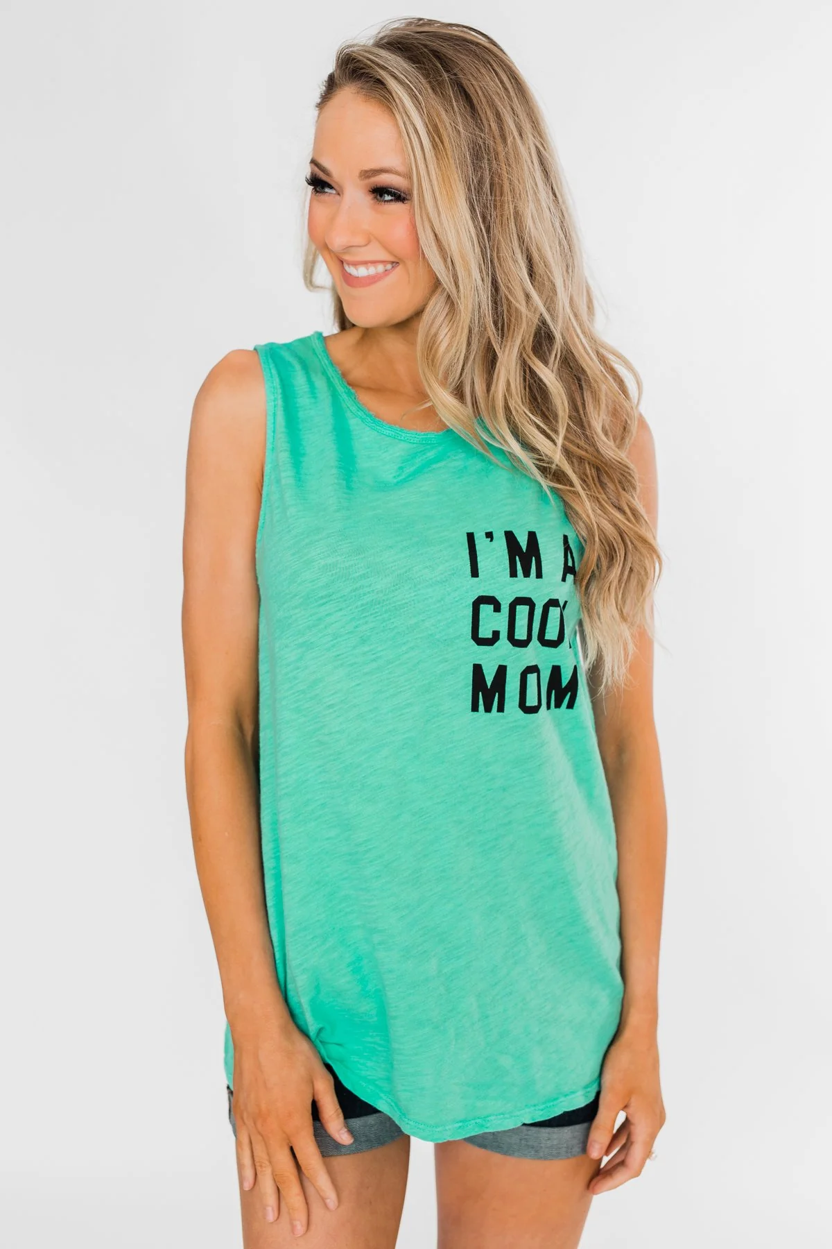 "I'm a Cool Mom" Tank Top- Bright Mint - Image 9