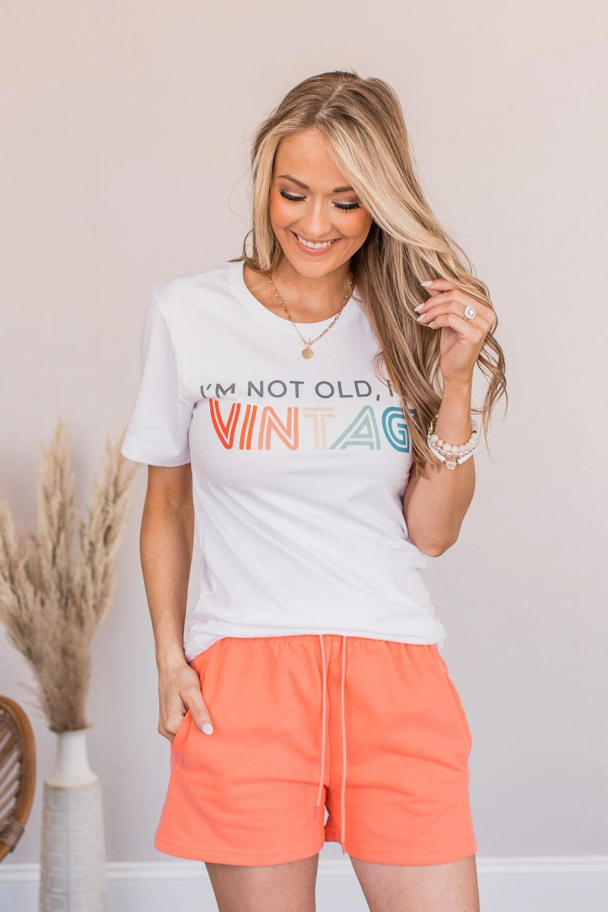 "I'm Not Old, I'm Vintage" Graphic Tee- White - Image 5