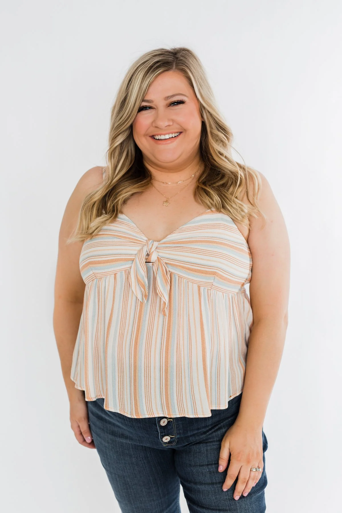 Imagine The Possibility Bow Tie Tank Top- Multi-Color Striped - Image 5