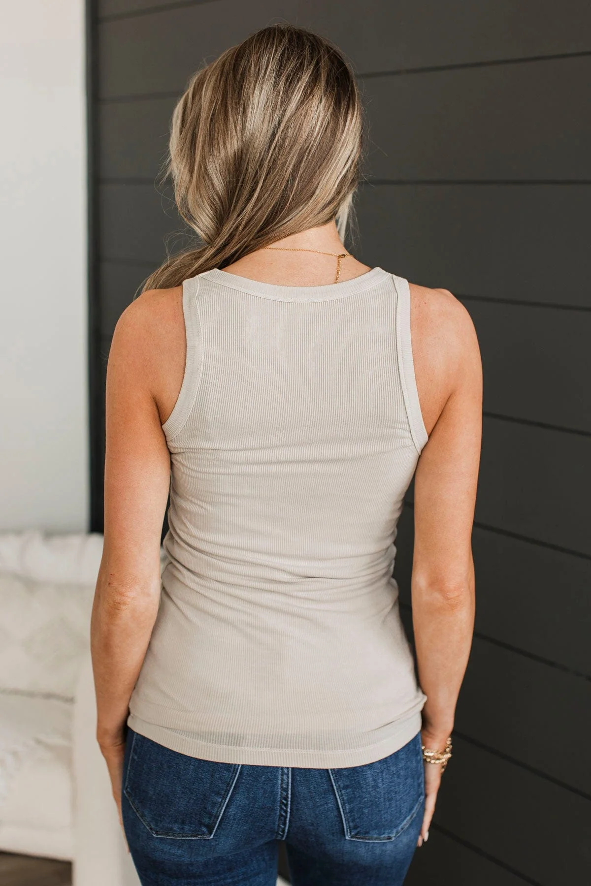 Immensely Loved Ribbed Tank Top- Bone White - Image 7