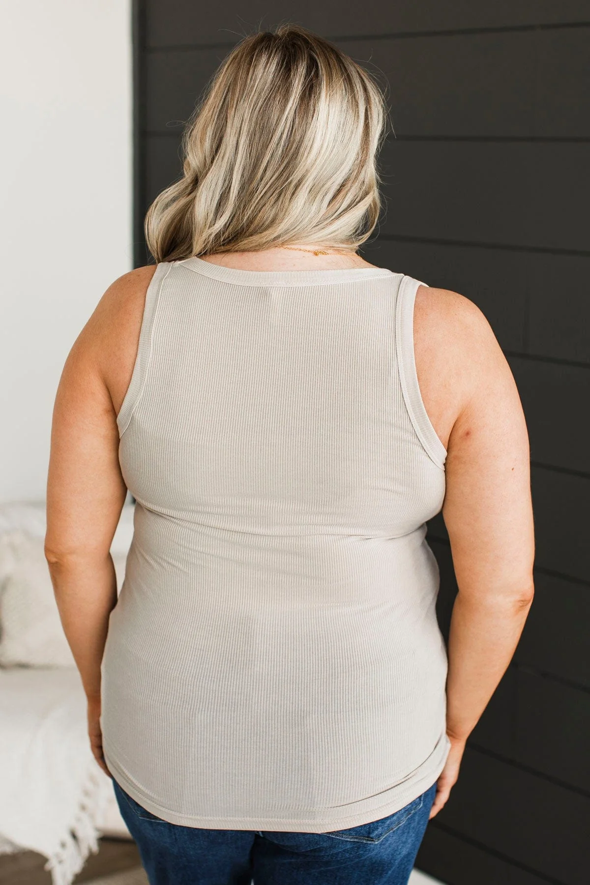 Immensely Loved Ribbed Tank Top- Bone White - Image 8