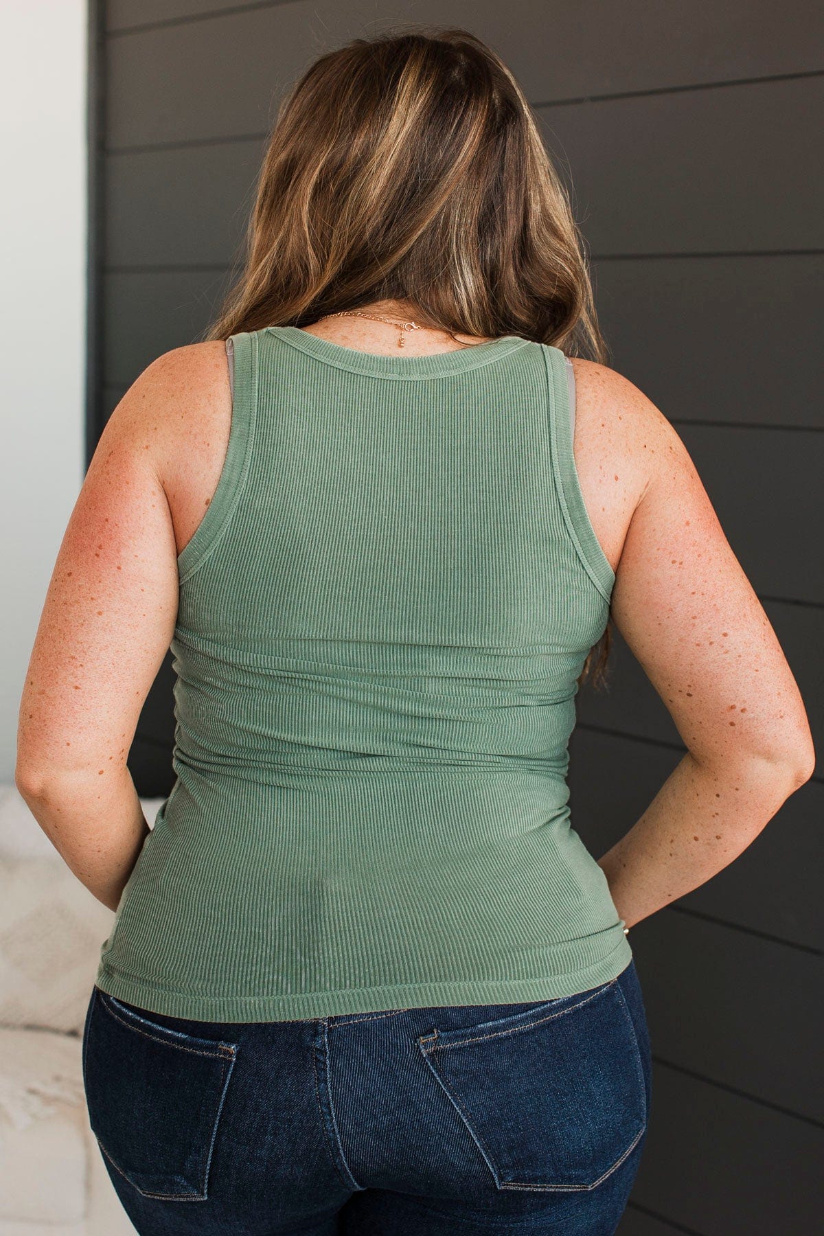 Immensely Loved Ribbed Tank Top- Sage - Image 6
