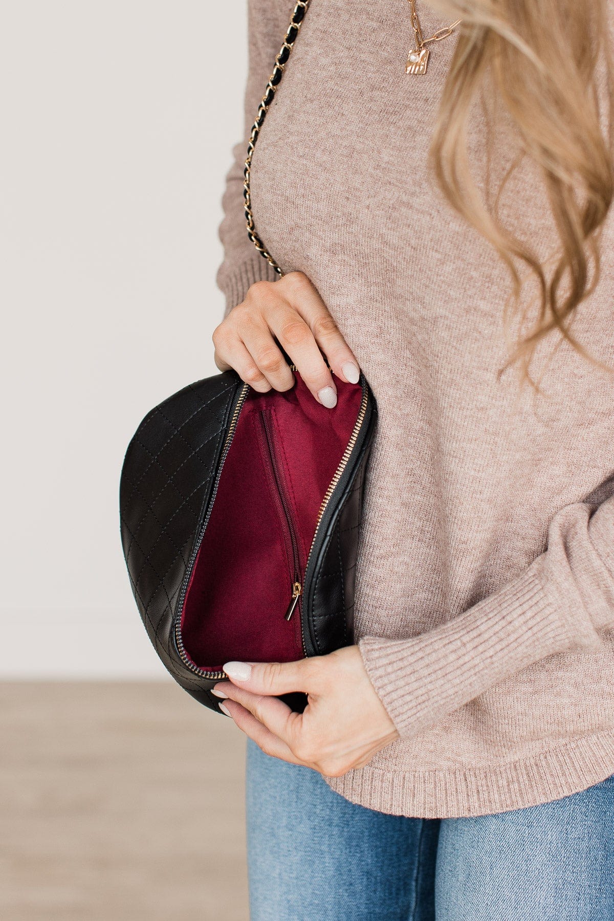 Impeccable Taste Quilted Belt Bag- Black - Image 3