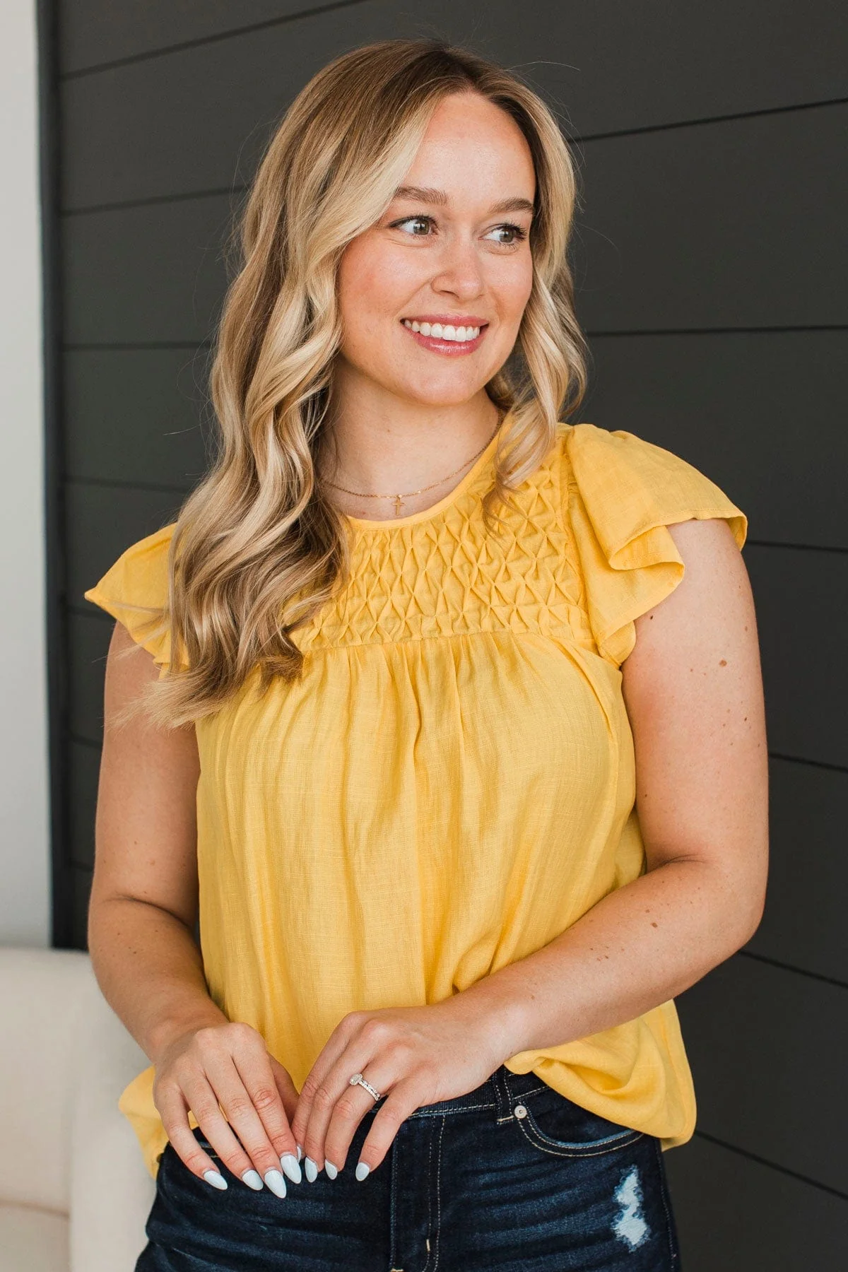 Impeccable Timing Ruffle Sleeve Top- Yellow - Image 3