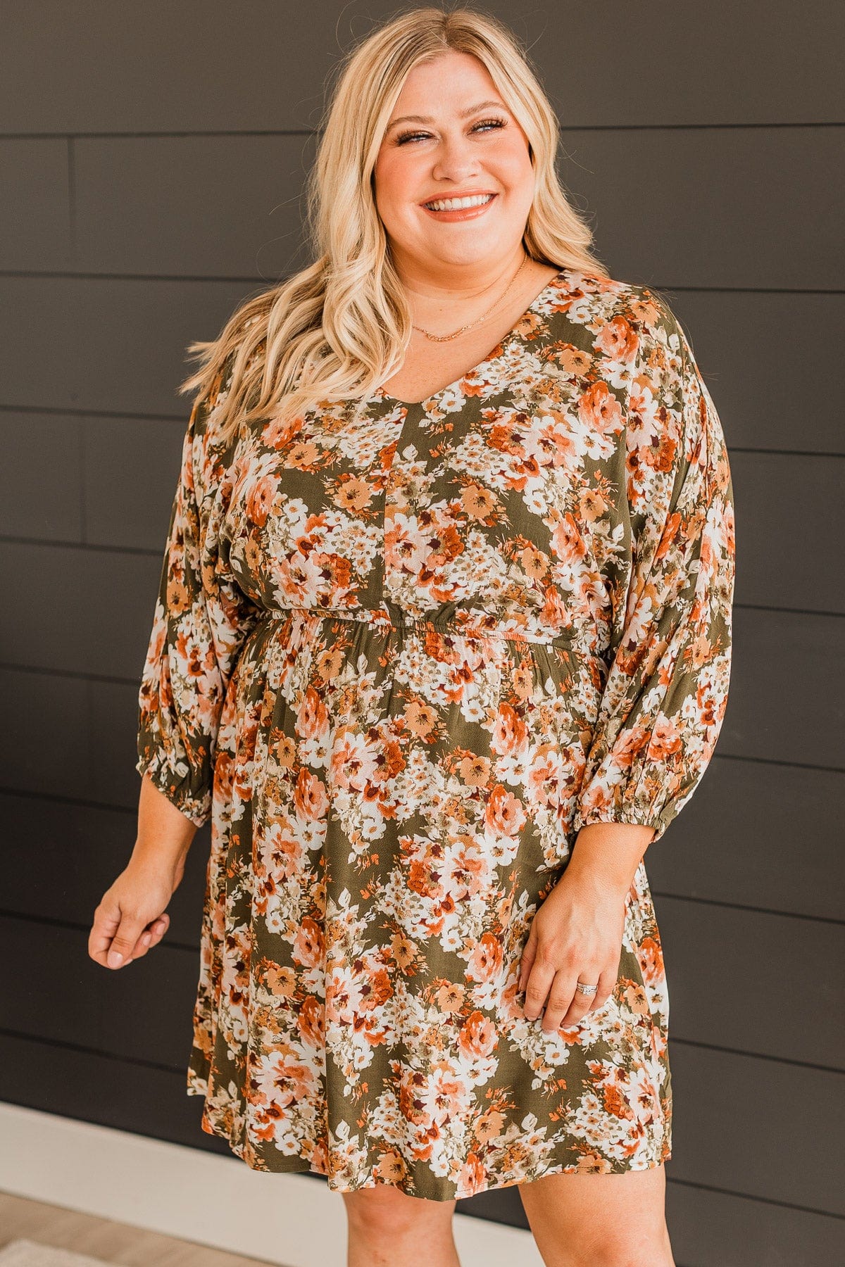 Impeccably Dressed Floral Dress- Olive - Image 2