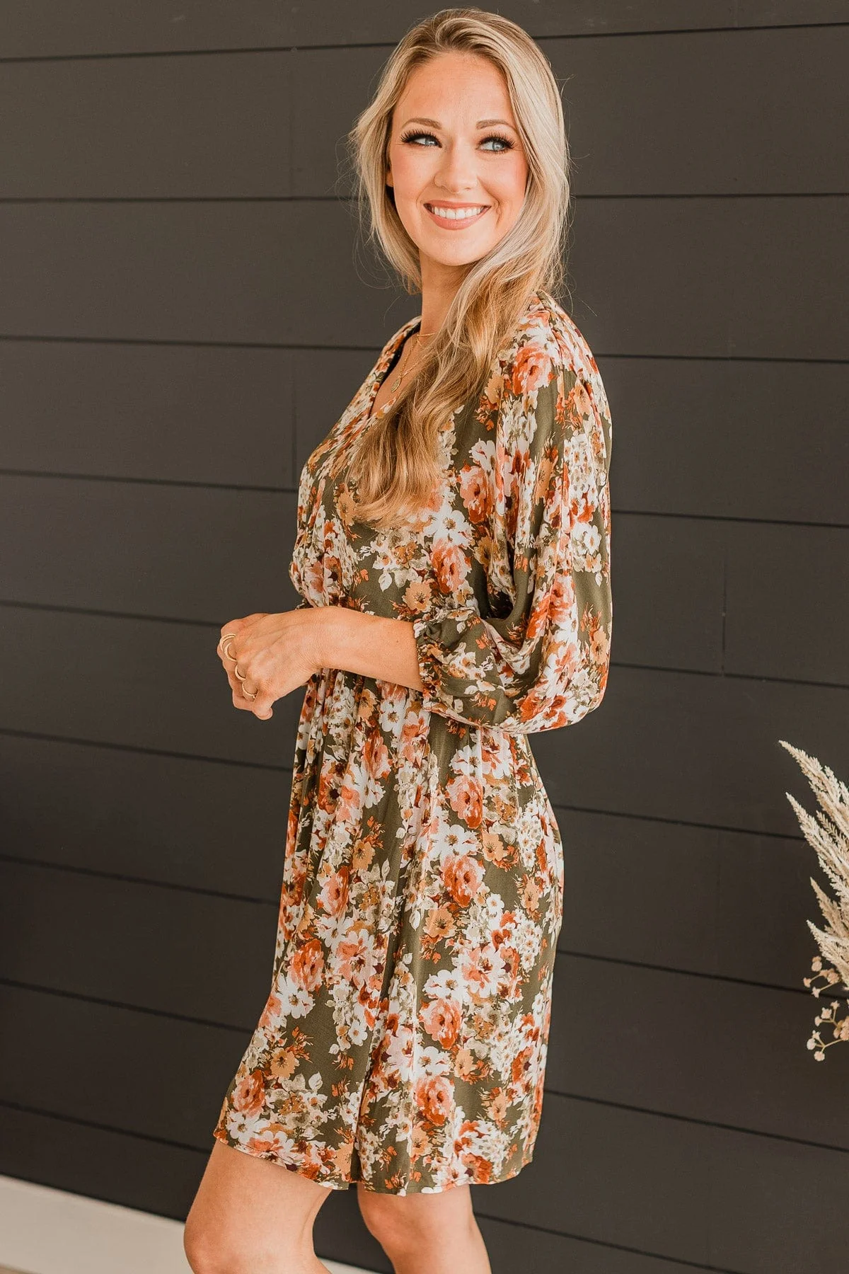 Impeccably Dressed Floral Dress- Olive - Image 5