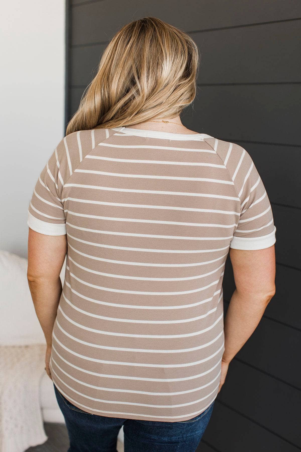 Impressive Encounters Striped Top- Light Mocha - Image 7