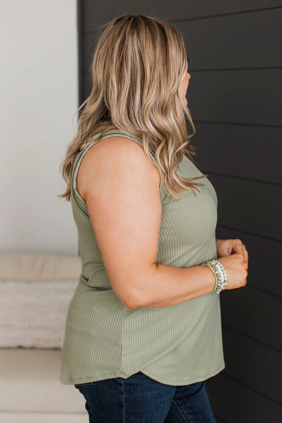 Impressive Endeavors Ribbed Tank Top- Sage - Image 4