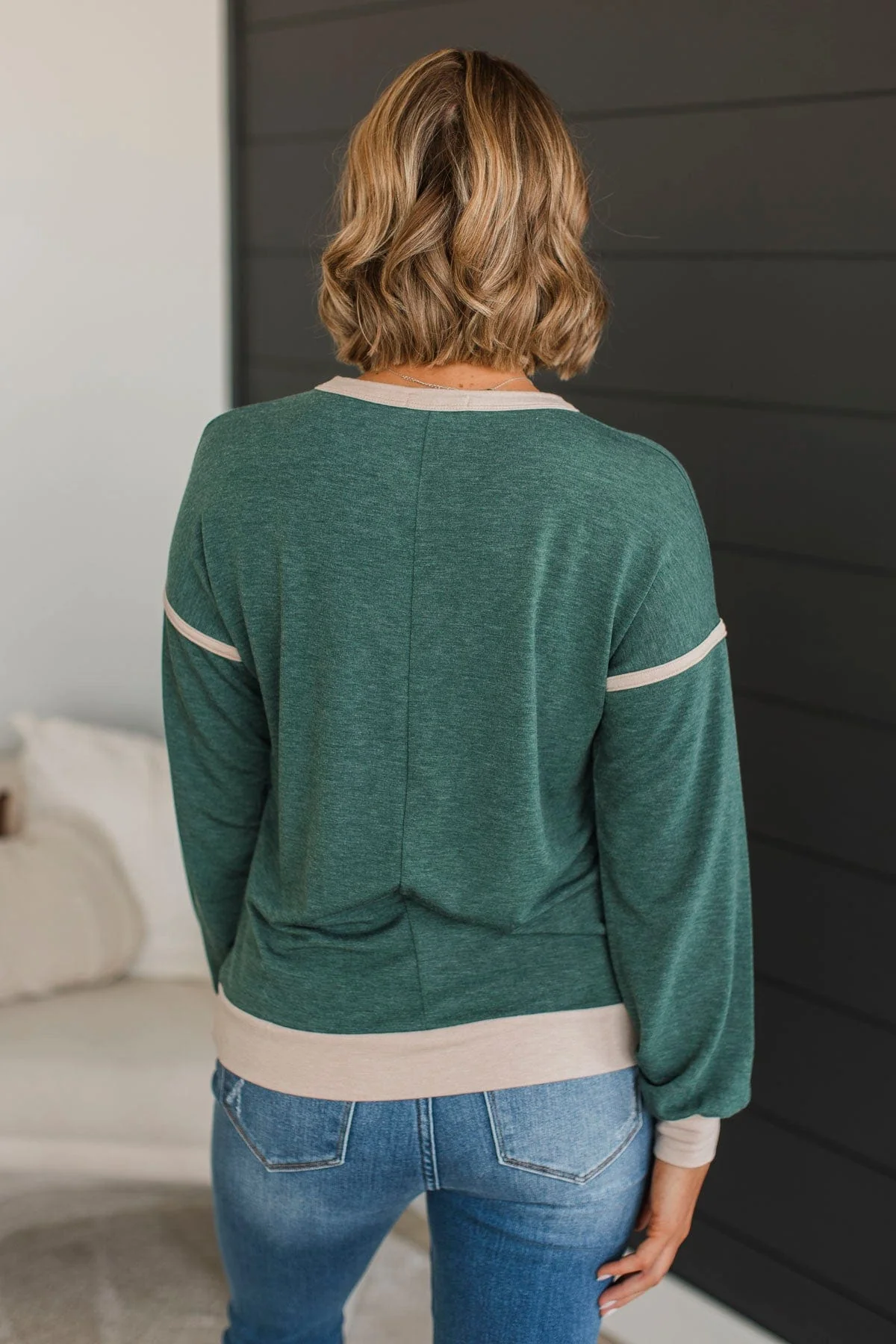 In A Heartbeat Long Sleeve Top- Hunter Green - Image 6