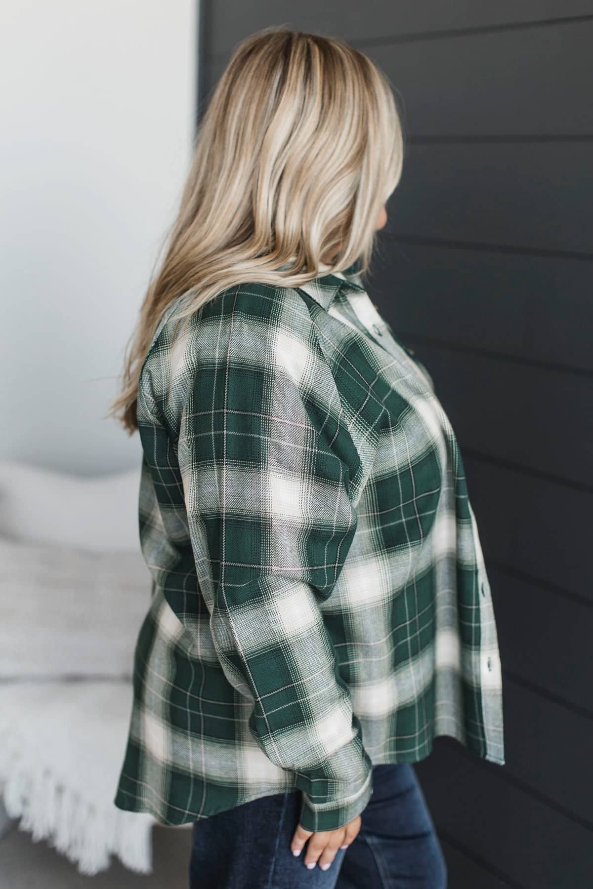 In Abundance Plaid Button Top- Hunter Green - Image 6