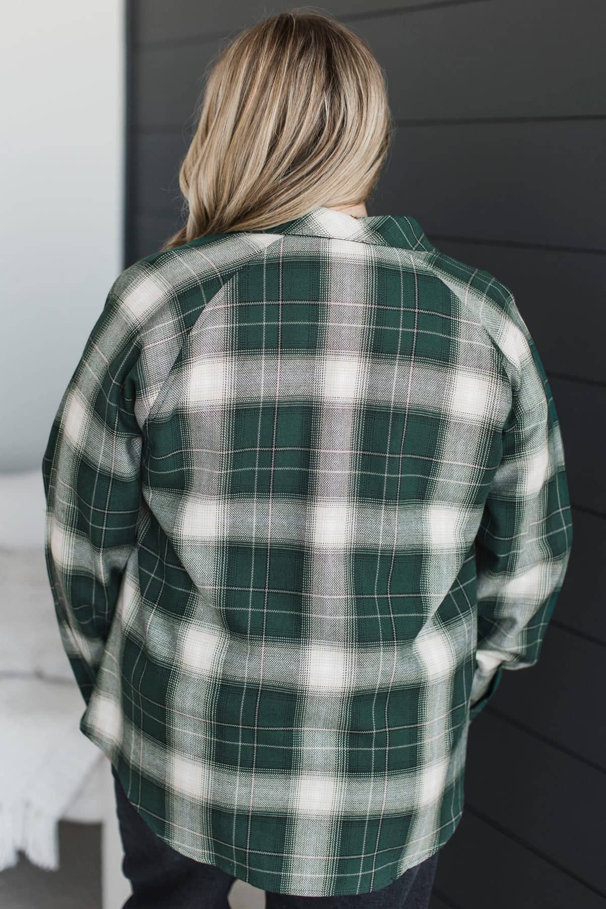In Abundance Plaid Button Top- Hunter Green - Image 8