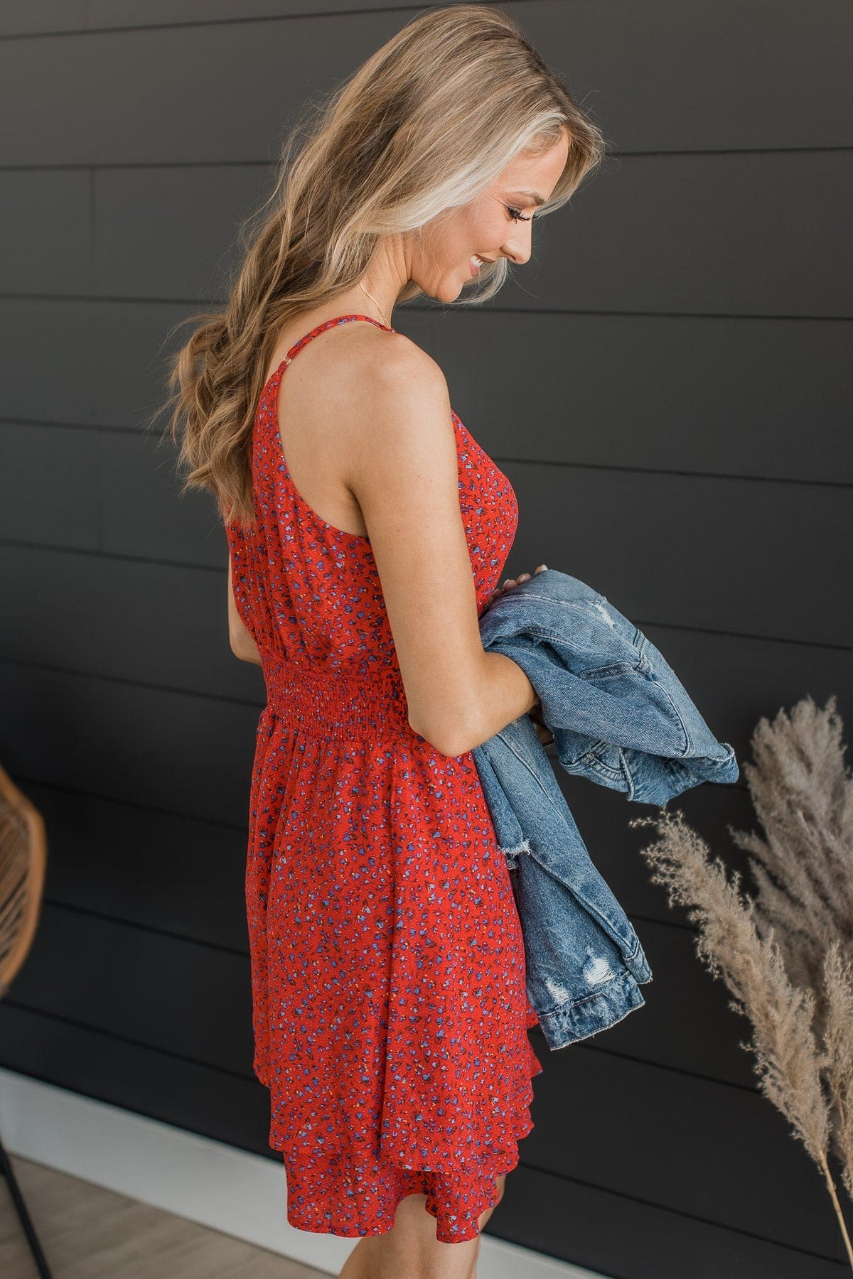 In All Honesty Floral Dress- Red - Image 5