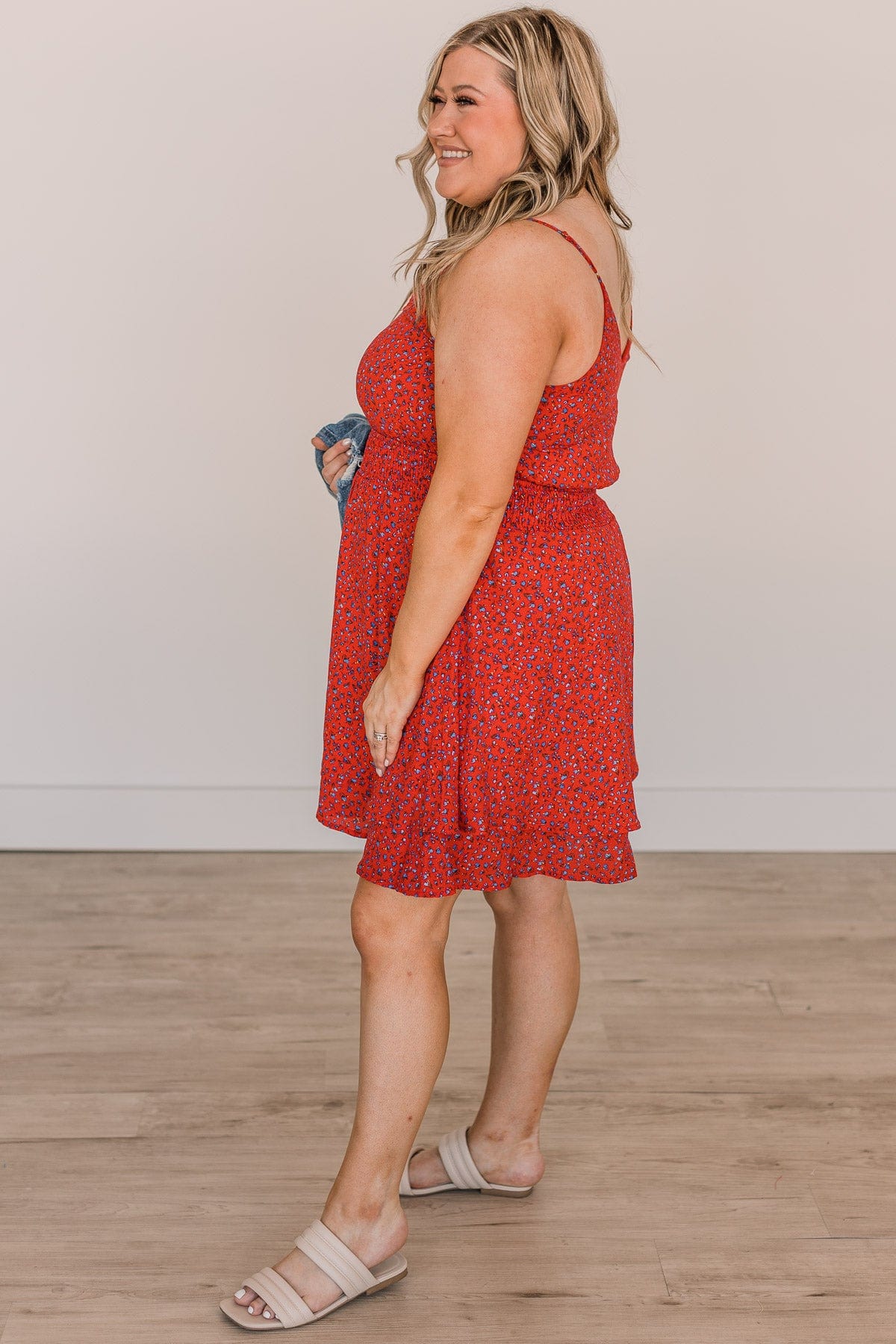 In All Honesty Floral Dress- Red - Image 6