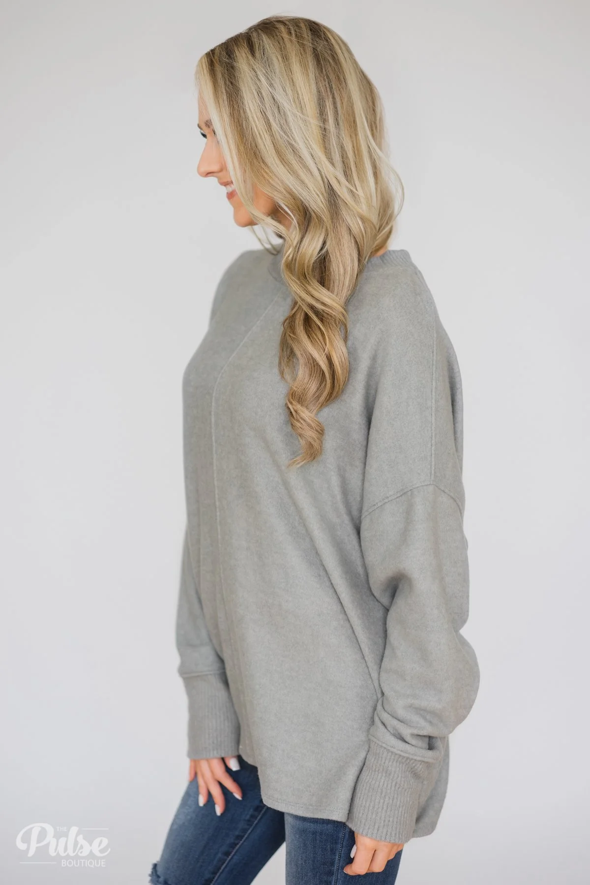 In Awe Pullover Sweater- Heather Grey - Image 6