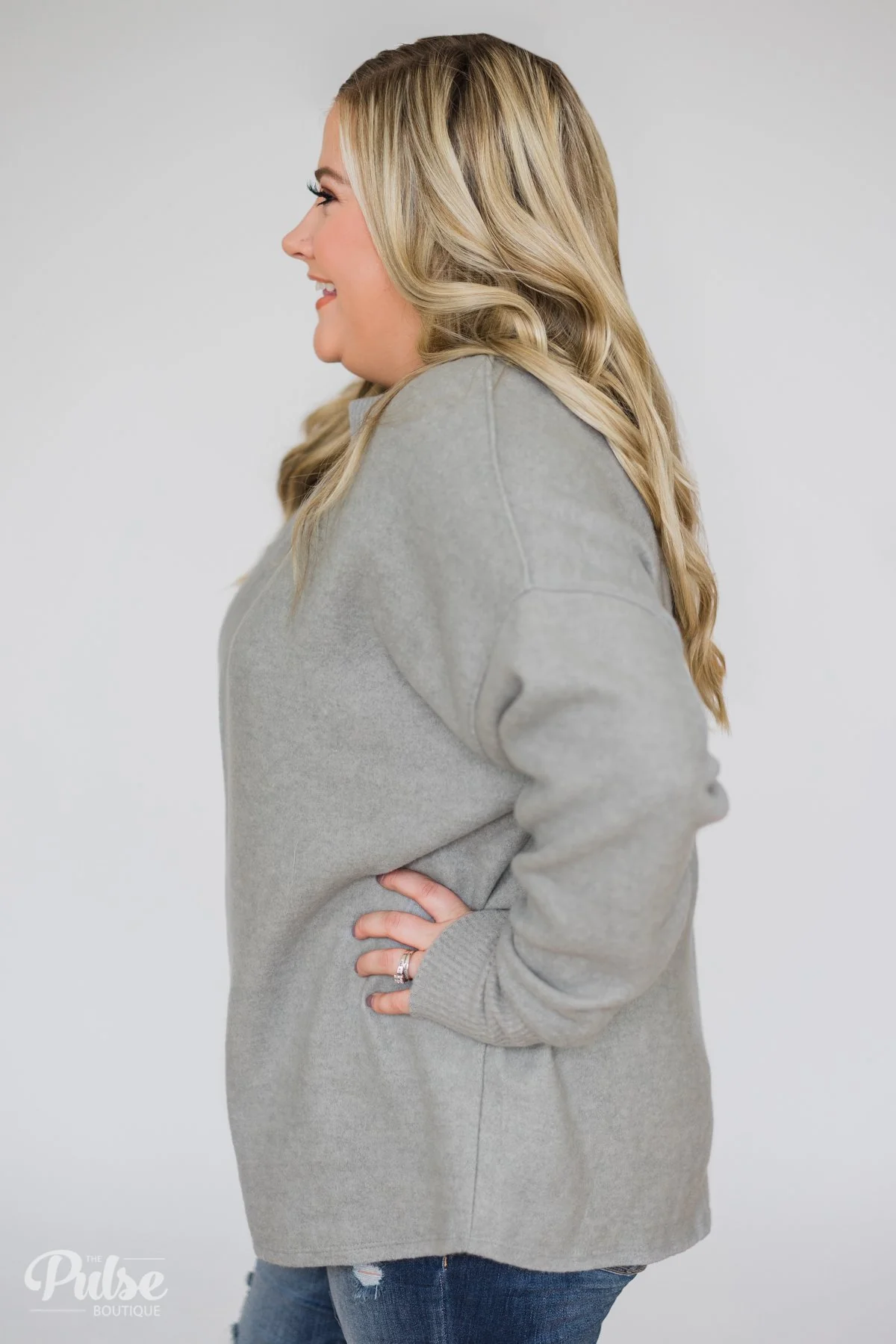 In Awe Pullover Sweater- Heather Grey - Image 9