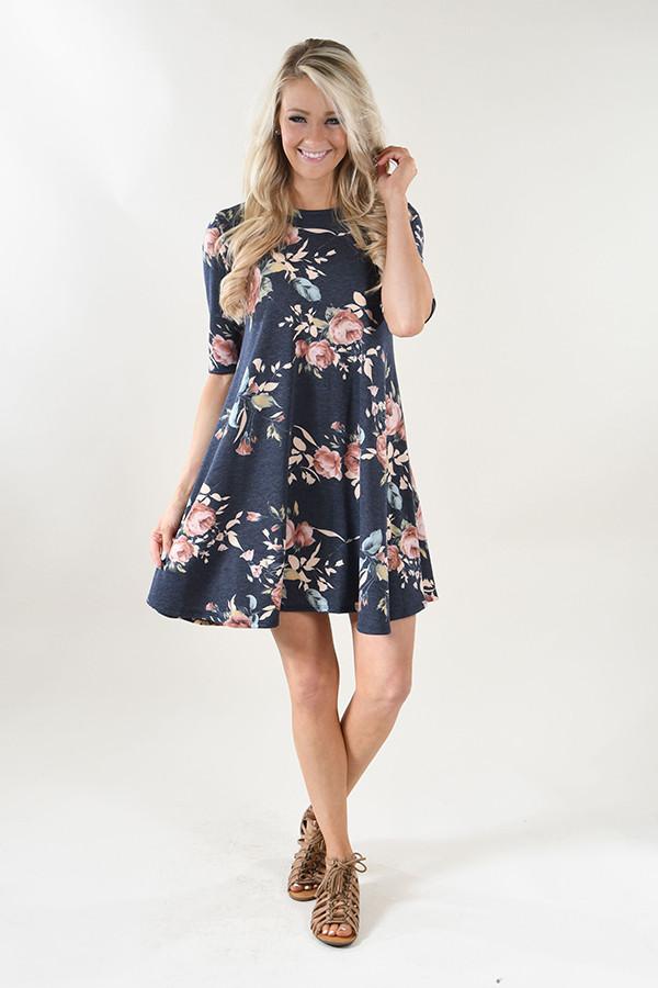 In Full Bloom Navy Dress - Image 2