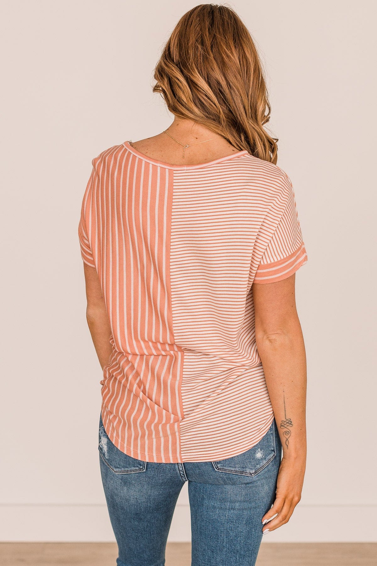 In High Spirits Striped Top- Coral - Image 7