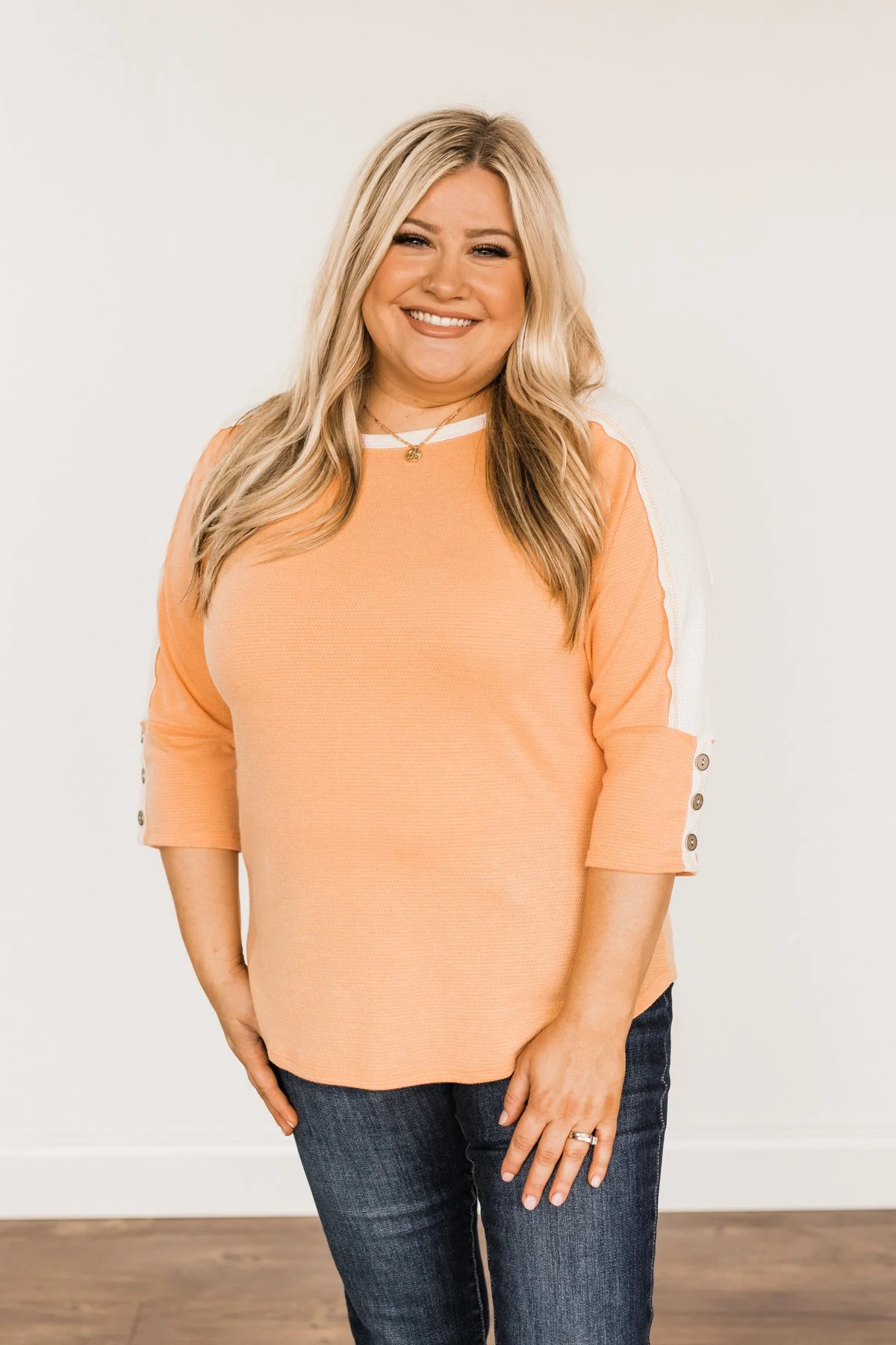 In My Element Knit Top- Papaya & Off-White - Image 6