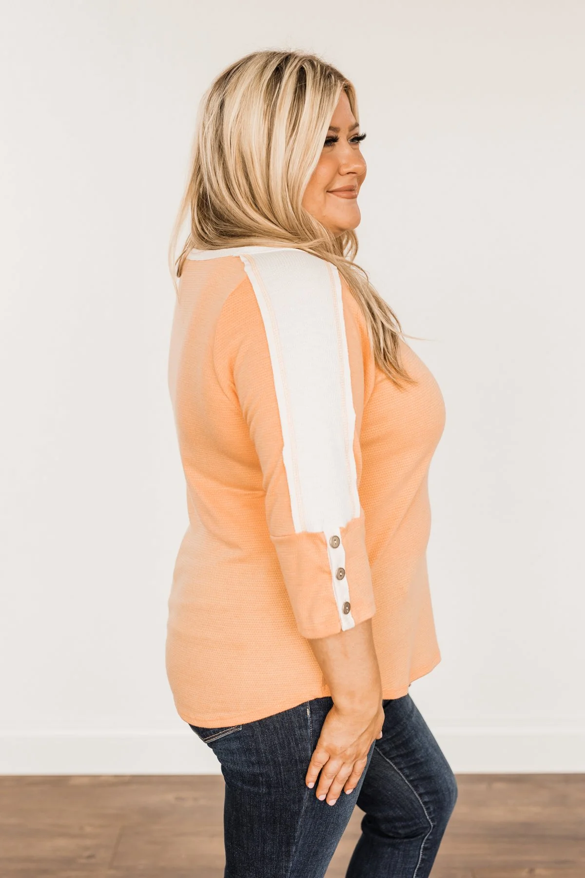 In My Element Knit Top- Papaya & Off-White - Image 8