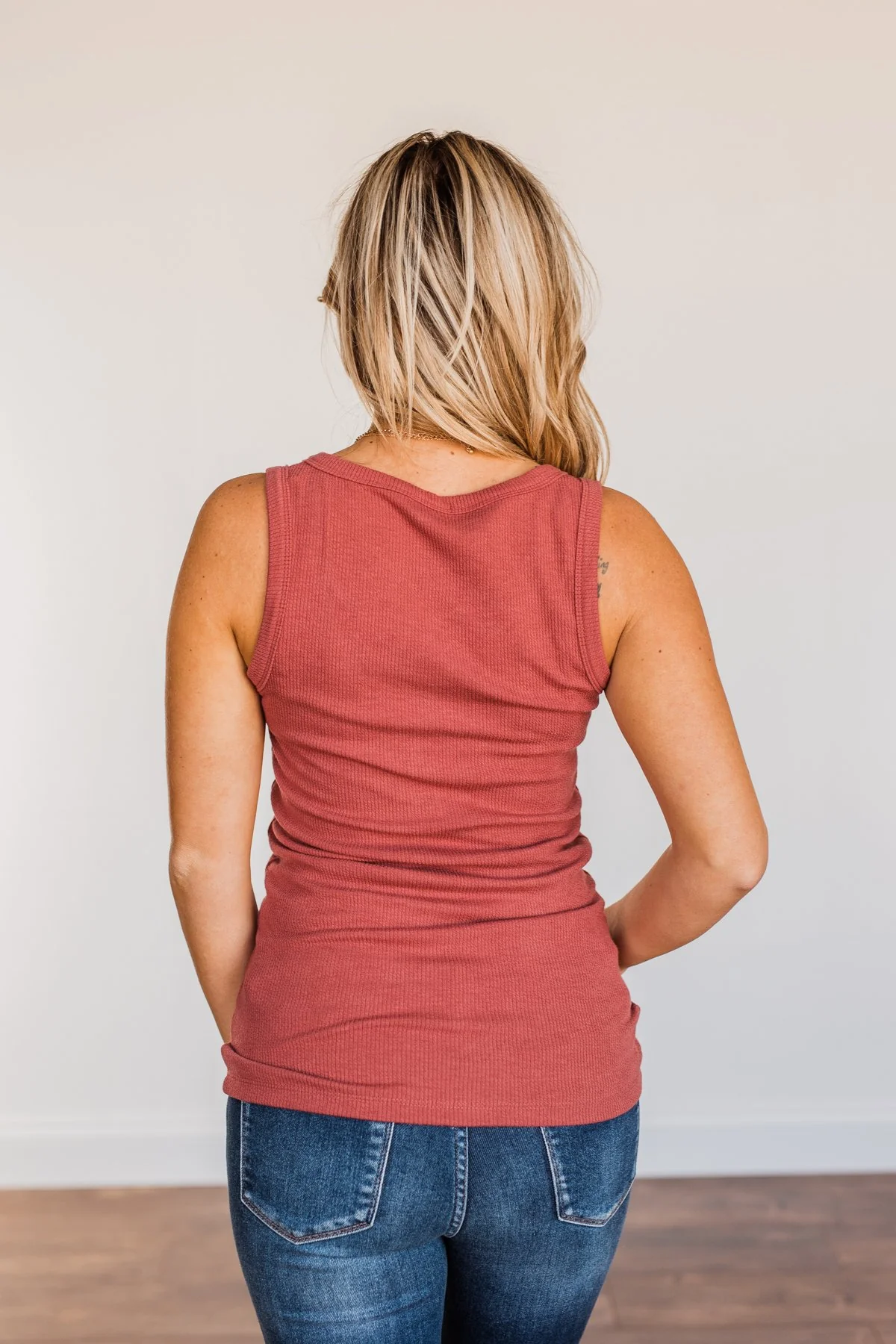 In My Feelings Henley Tank Top- Rust - Image 11
