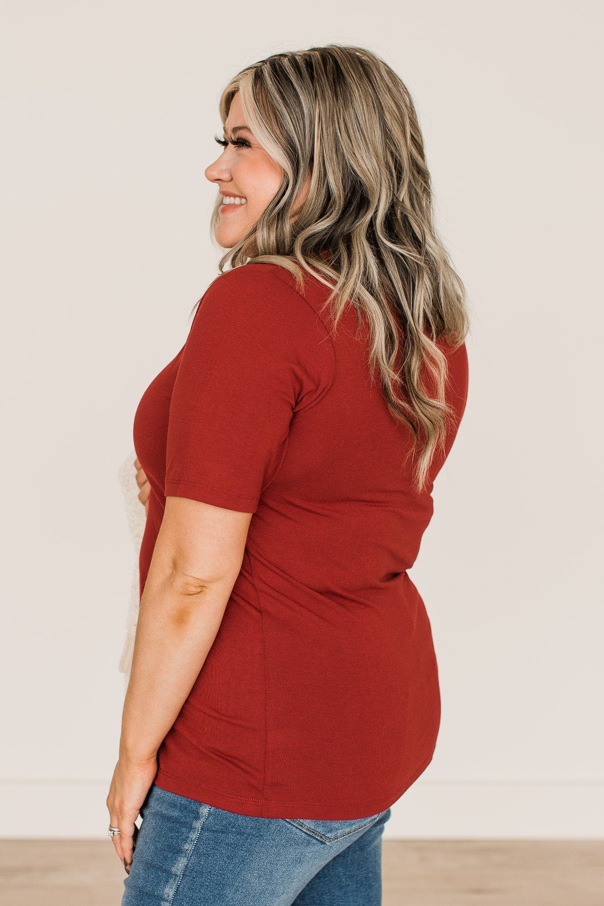 In My Moment Short Sleeve Top- Holiday Red - Image 5