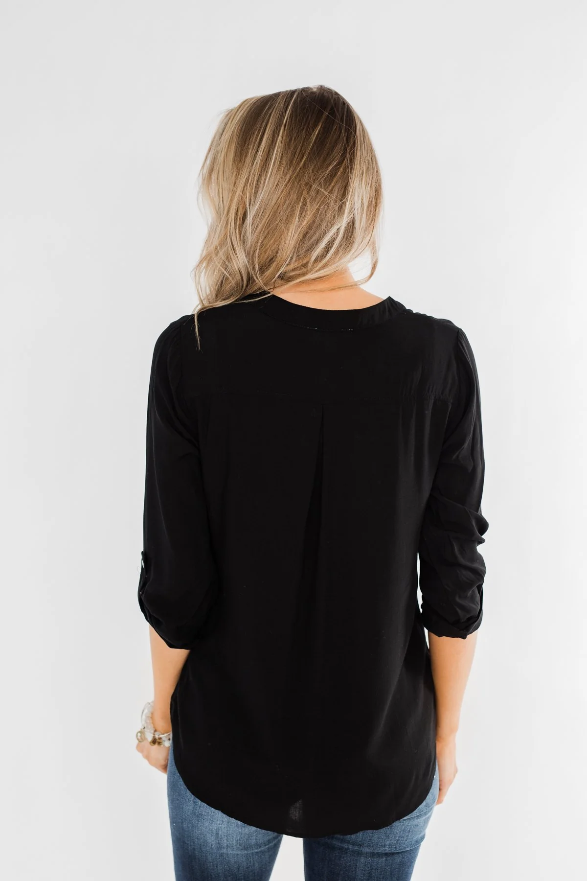 In My Sight V-Neck Pocket Top- Black - Image 6
