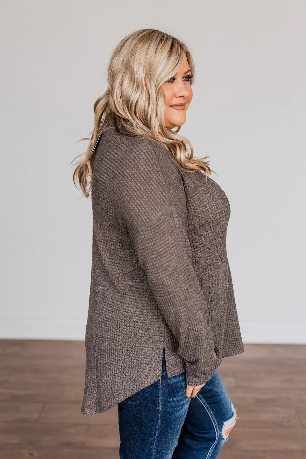 In My Thoughts Knit Long Sleeve Top- Charcoal - Image 7