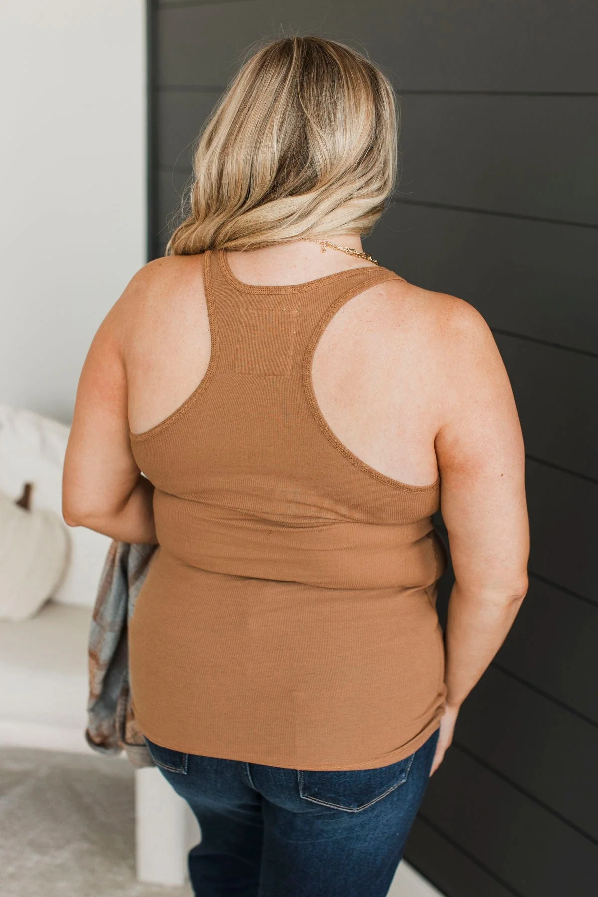 In Other News Ribbed Tank Top- Deep Camel - Image 6