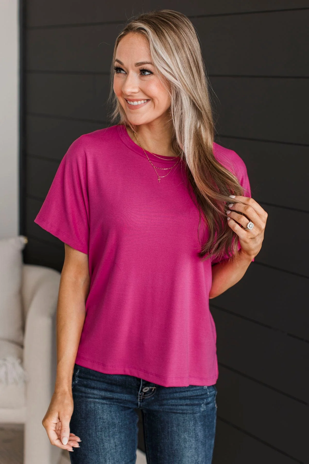 In Plain View Knit Top- Hot Pink - Image 3