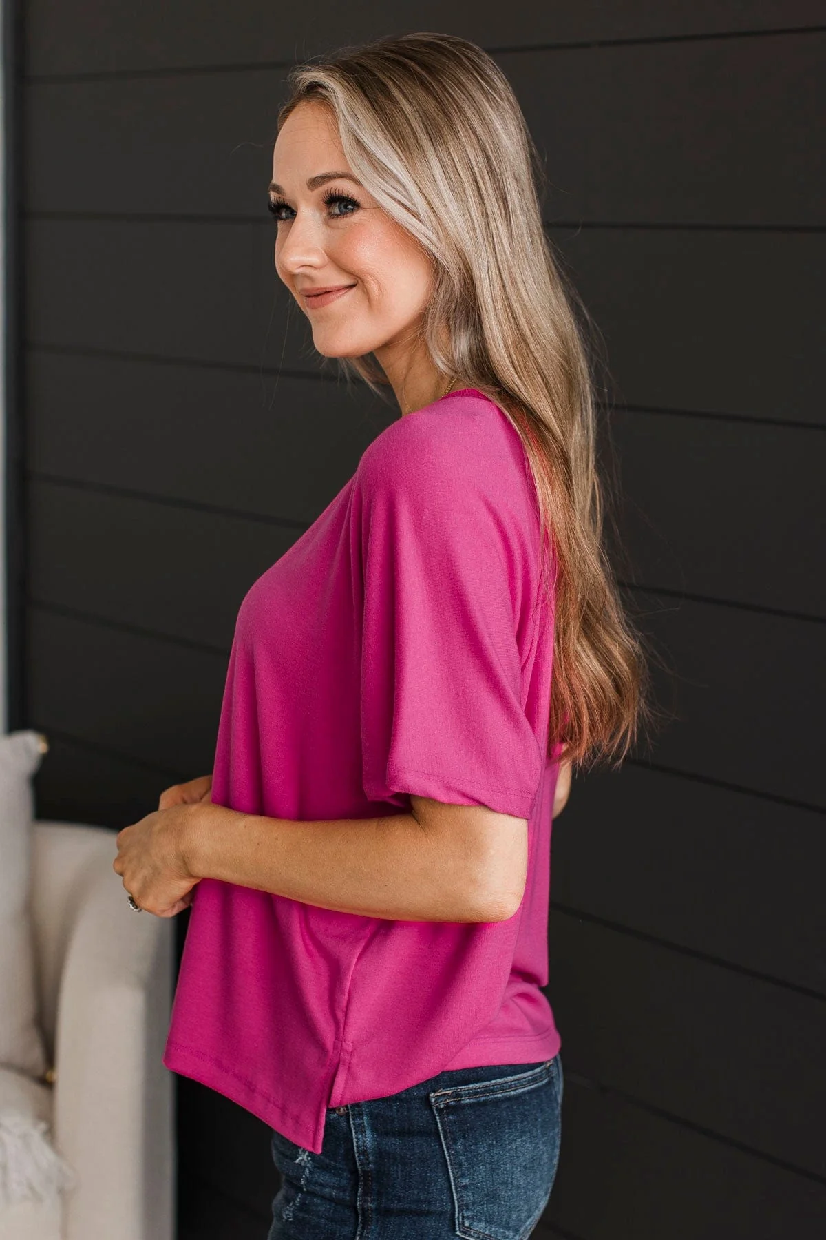 In Plain View Knit Top- Hot Pink - Image 4