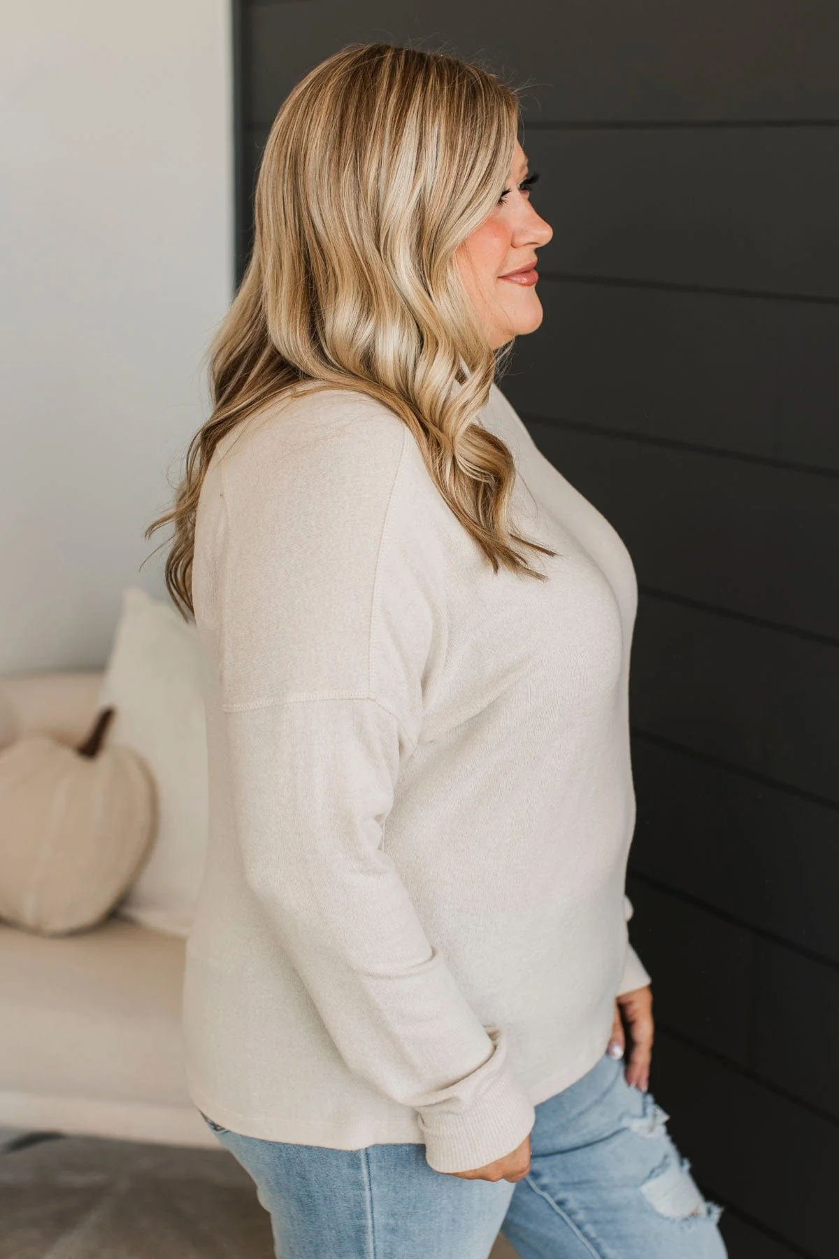 In The City Turtleneck Top- Light Oatmeal - Image 6