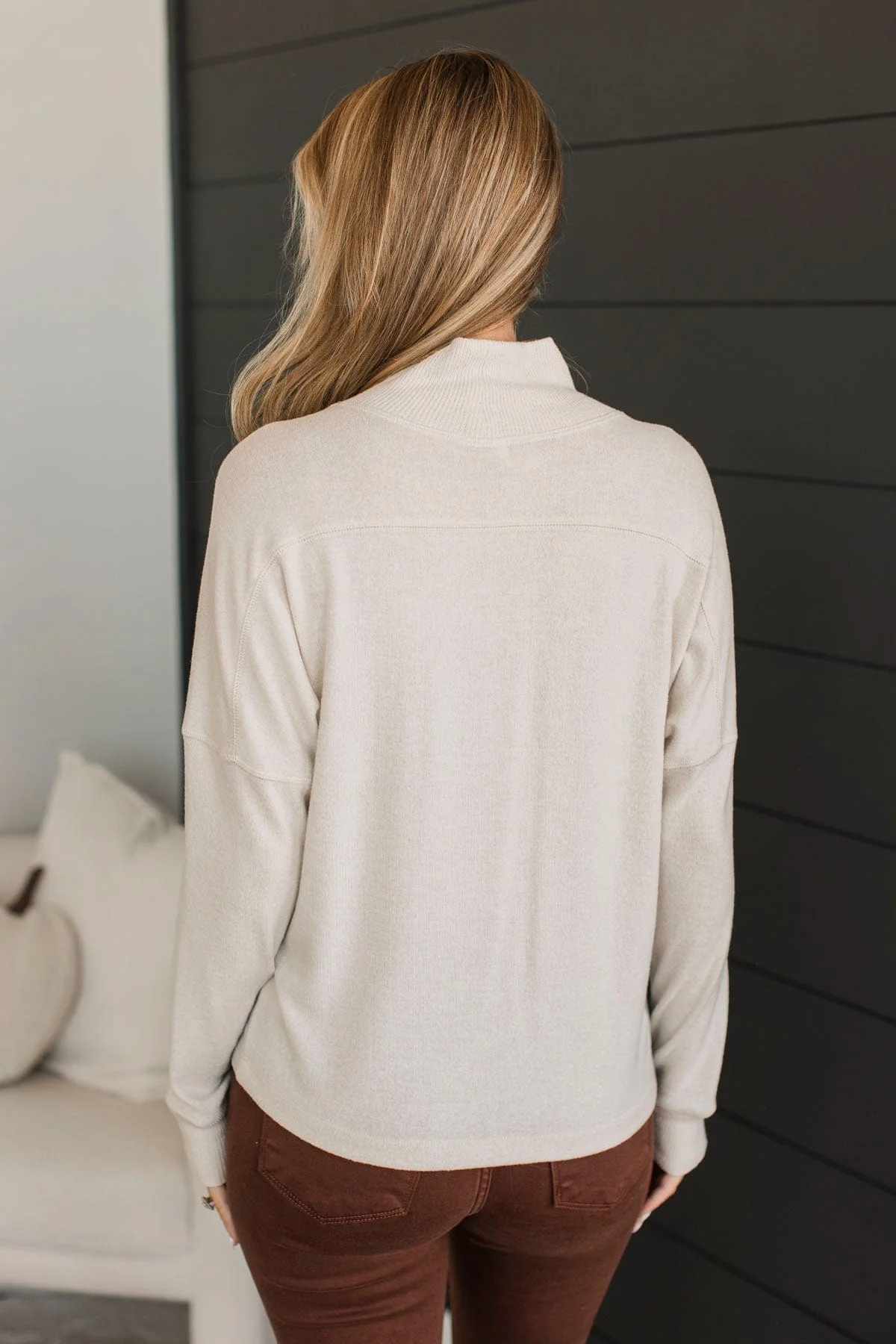In The City Turtleneck Top- Light Oatmeal - Image 7