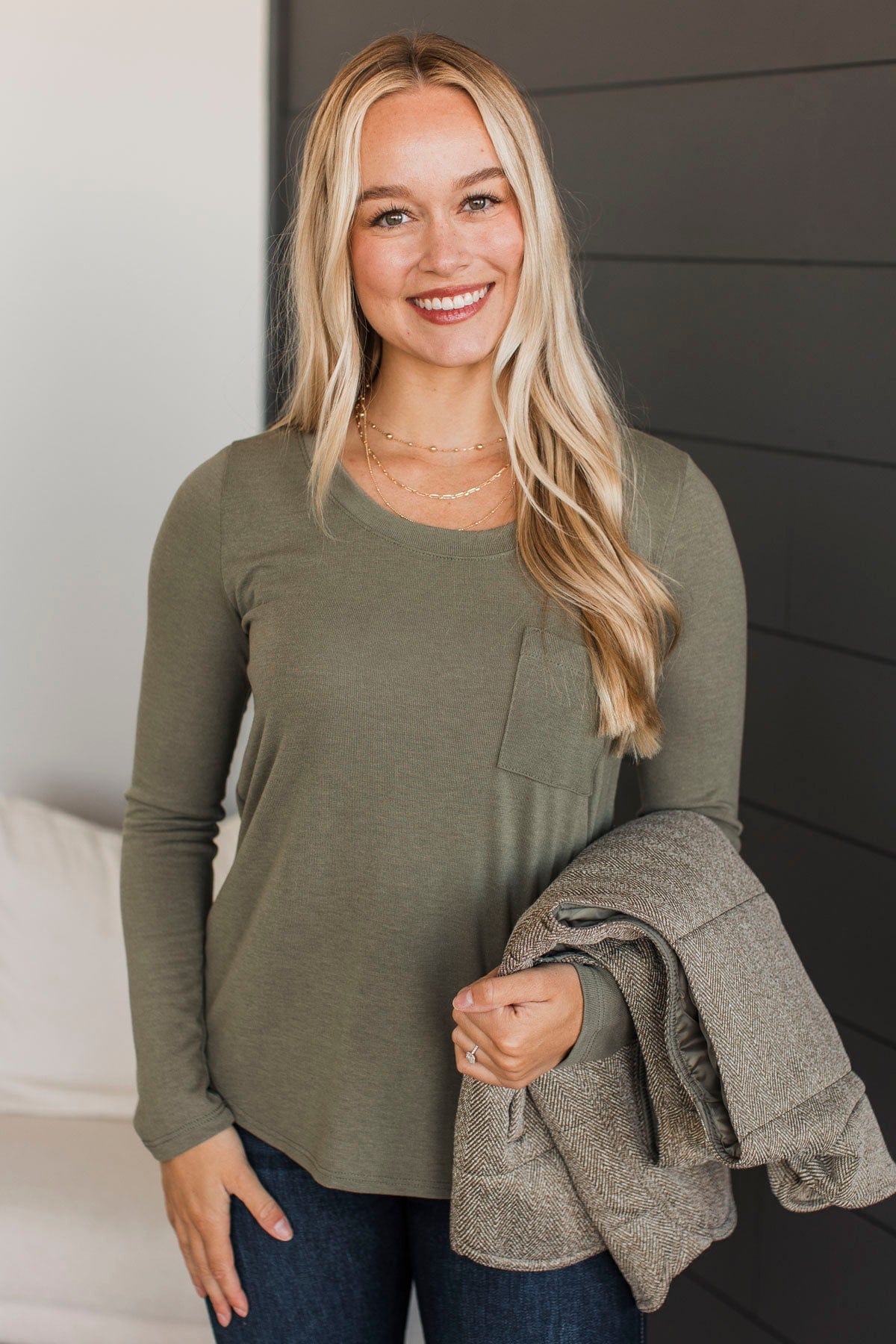 In The Clear Long Sleeve Top- Light Olive - Image 4