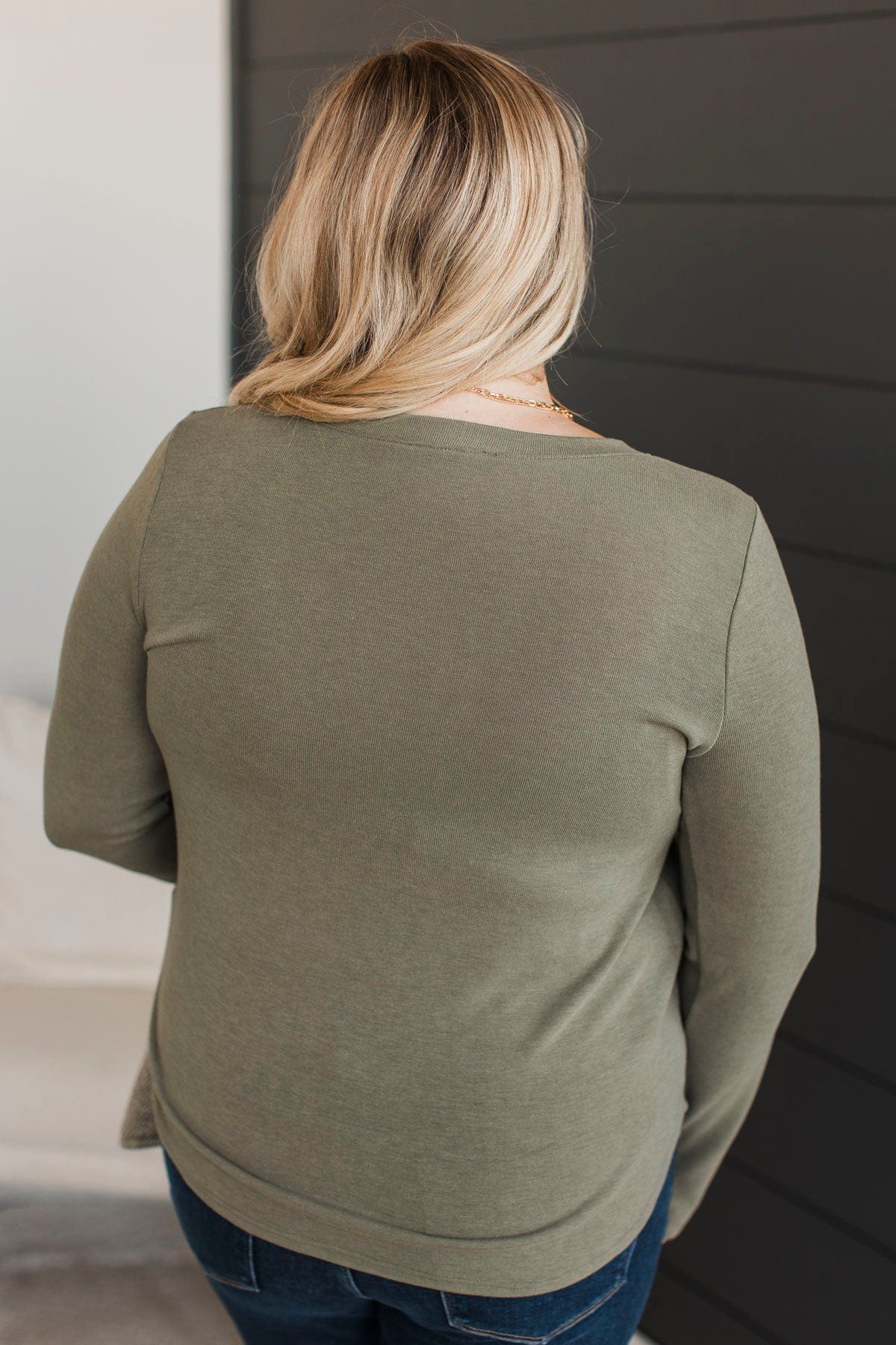 In The Clear Long Sleeve Top- Light Olive - Image 7