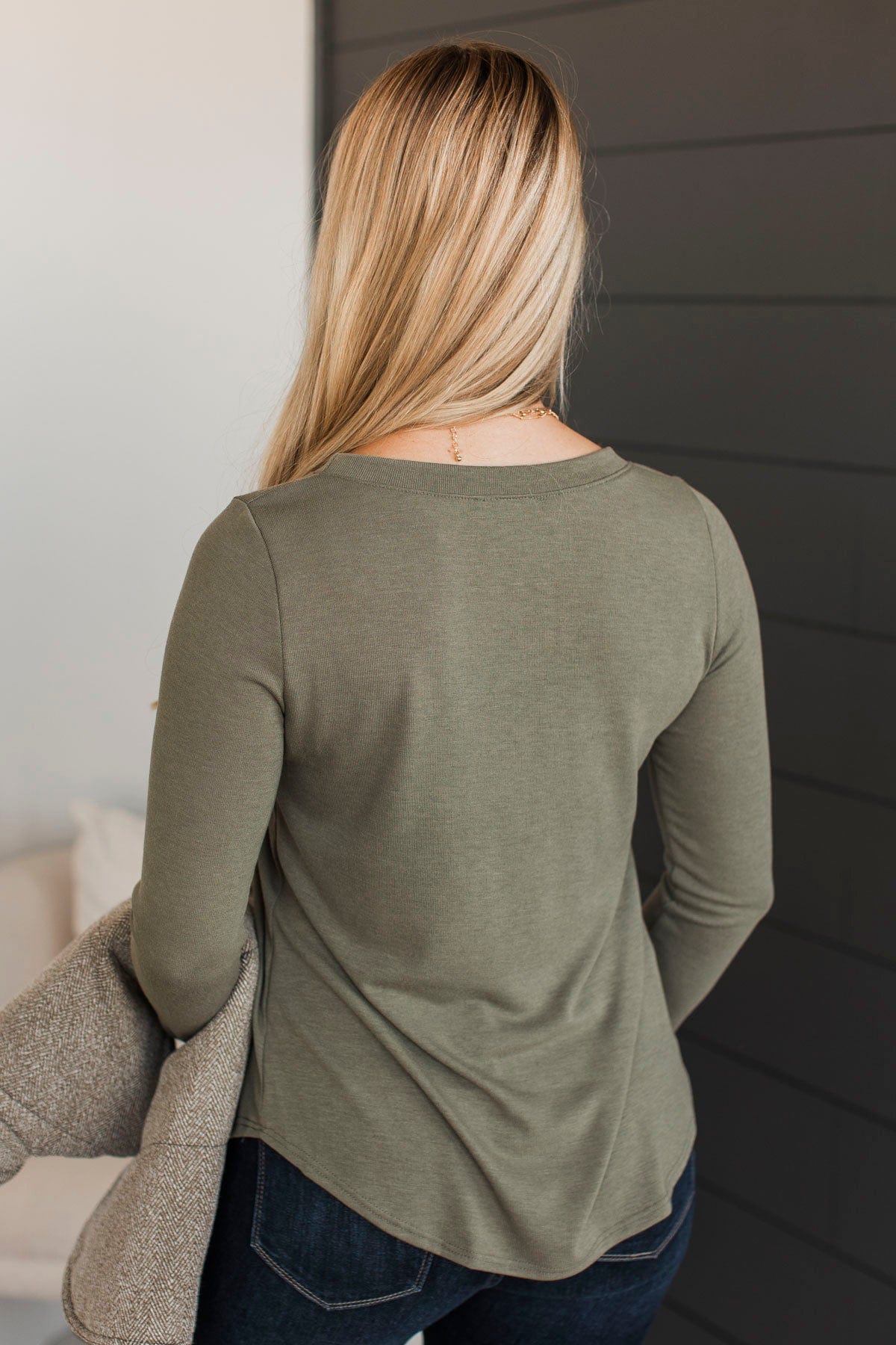 In The Clear Long Sleeve Top- Light Olive - Image 8