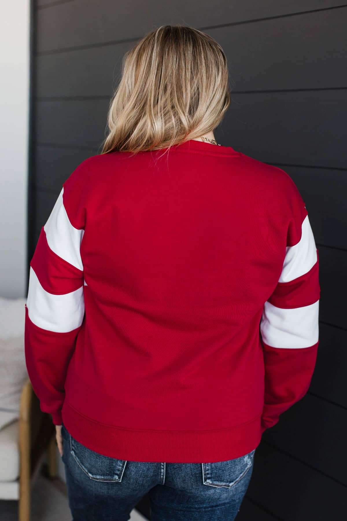In The Game Varsity Color Block Pullover- Red - Image 8